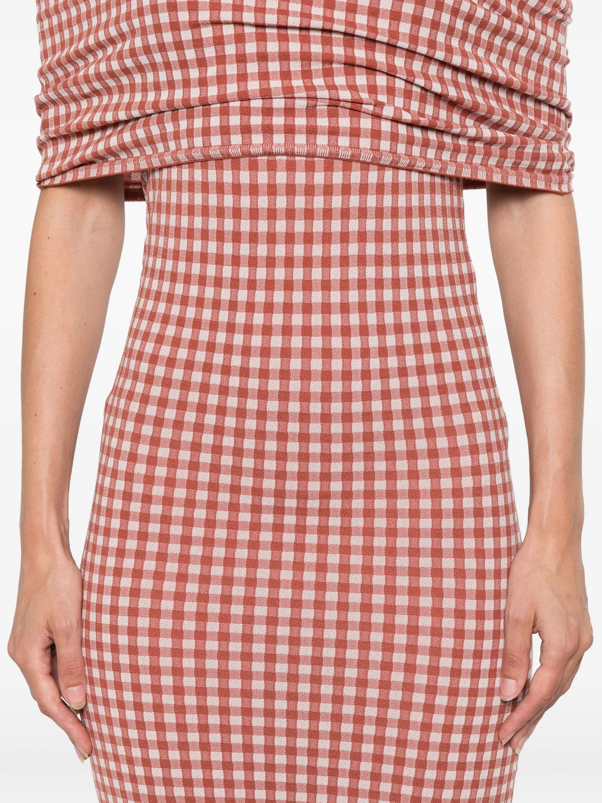 gingham knit maxi dress