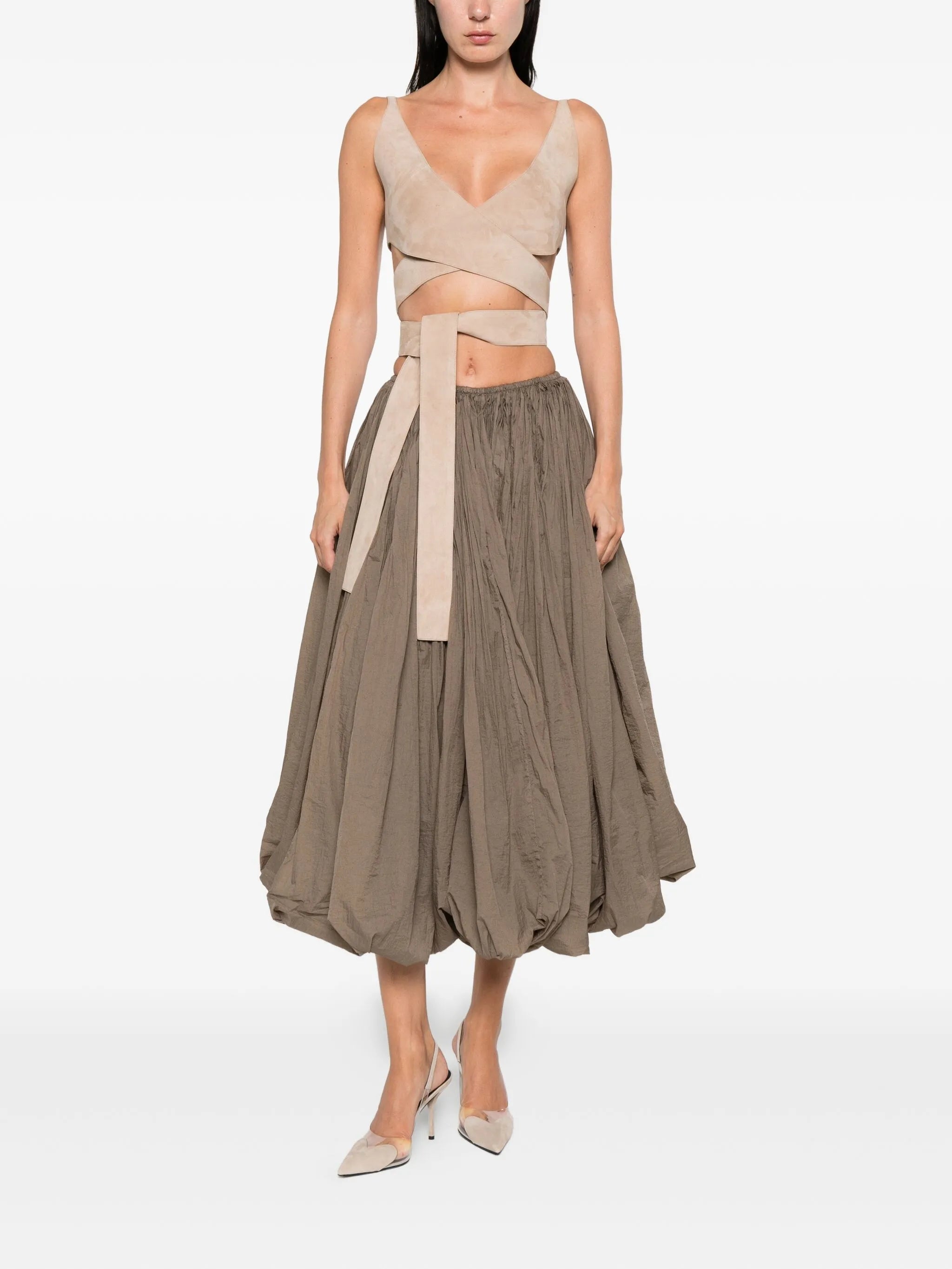 wrap striped cropped top