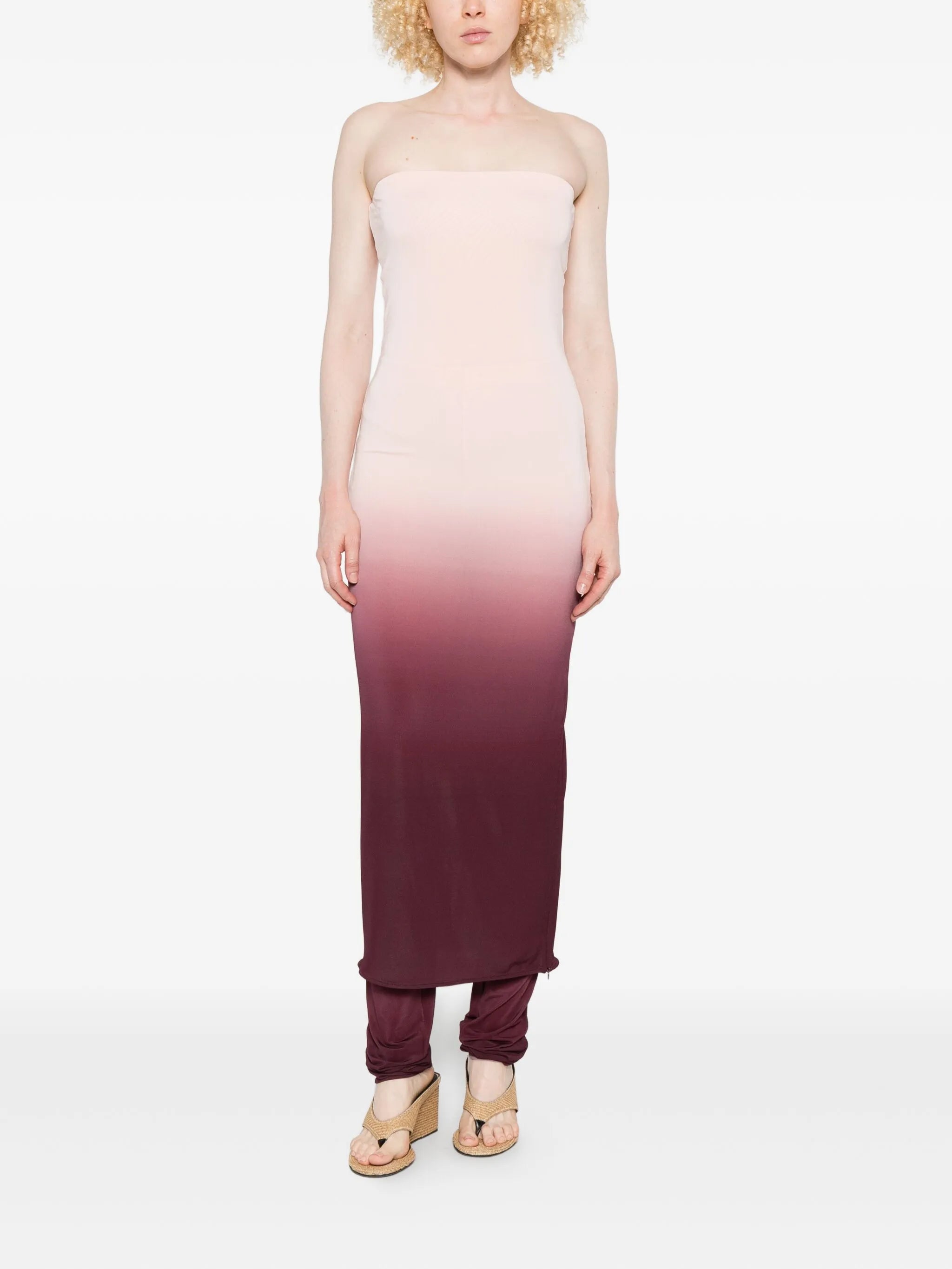 strapless knitted midi dress