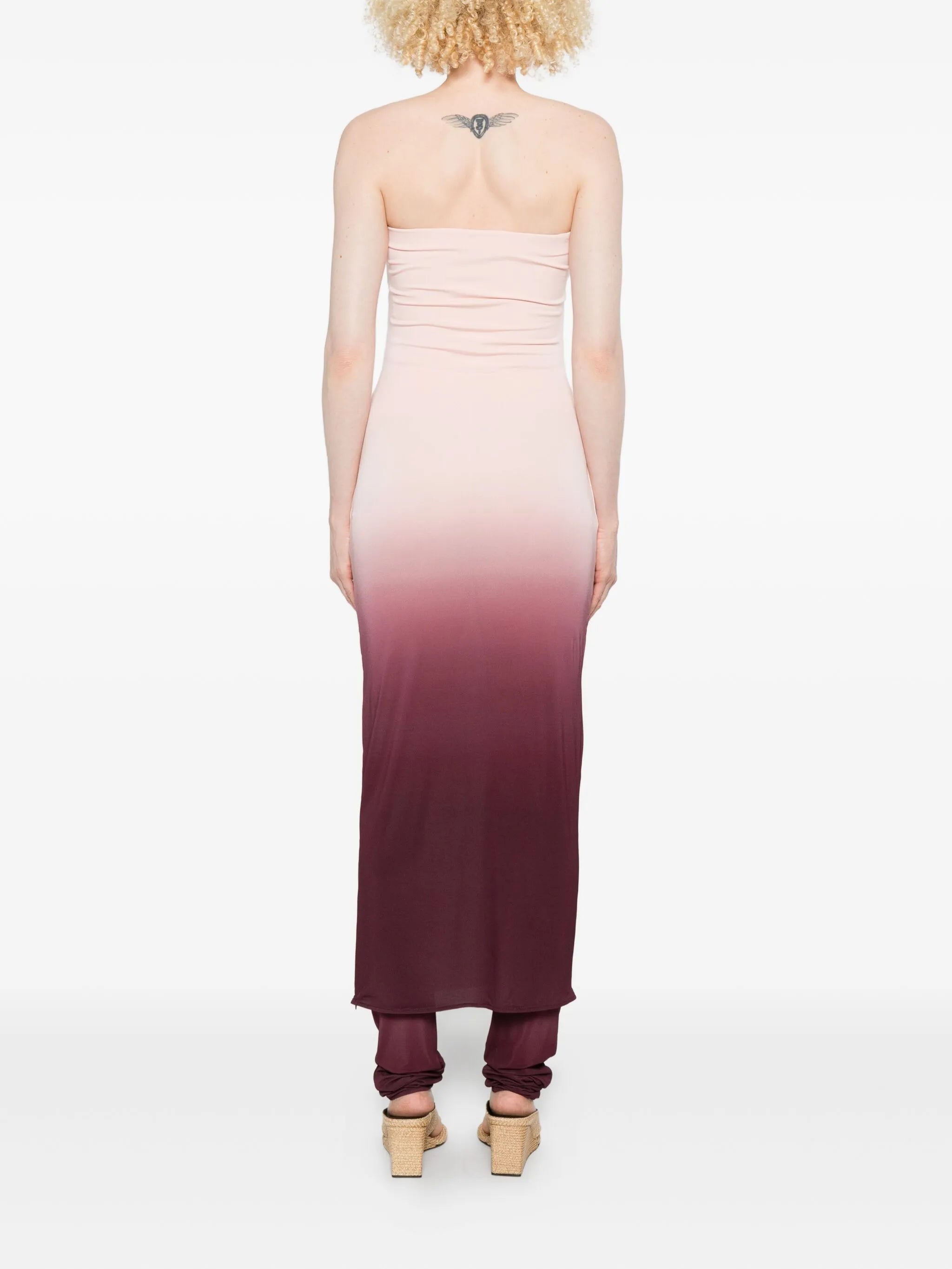 strapless knitted midi dress