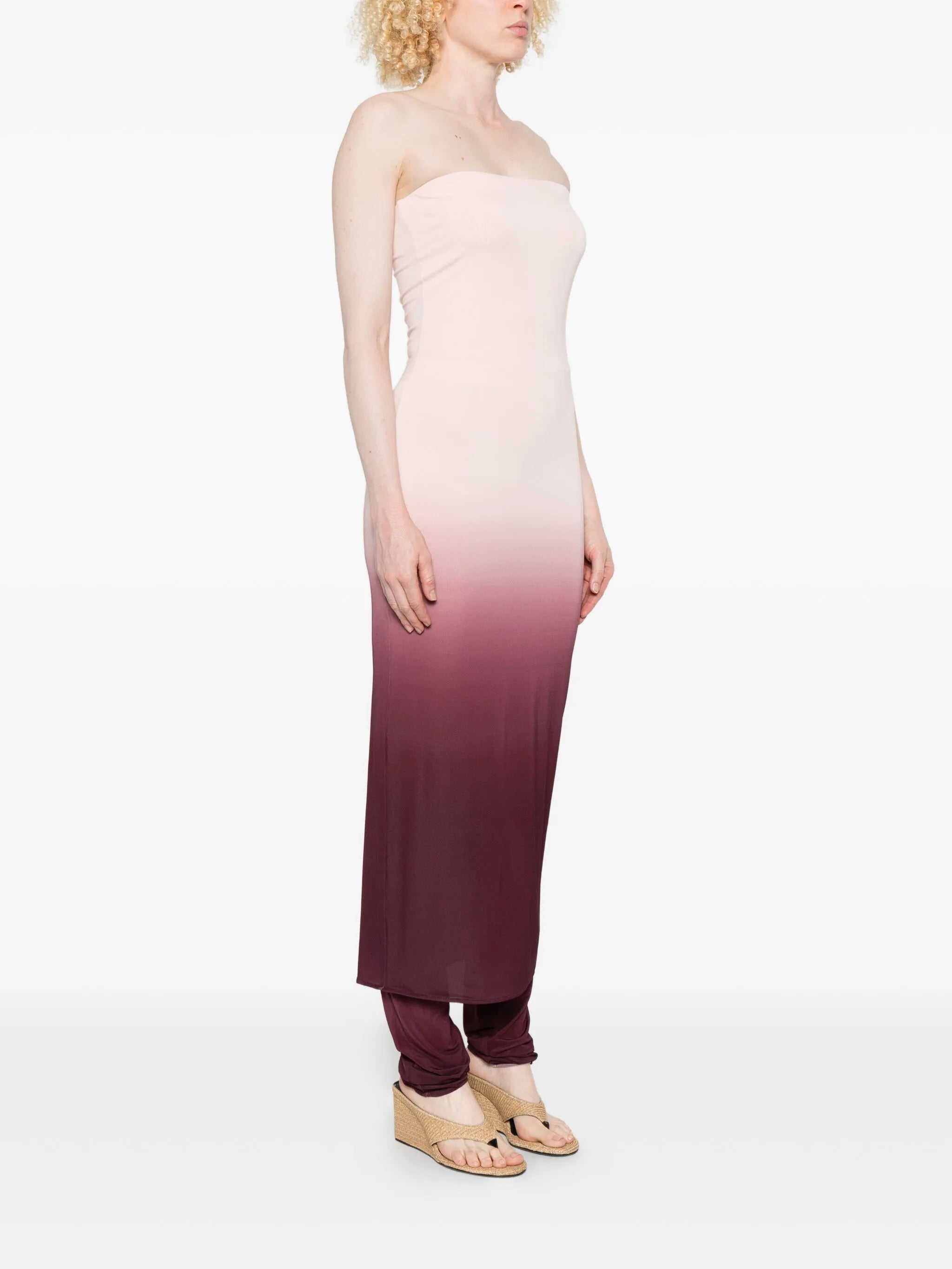 strapless knitted midi dress