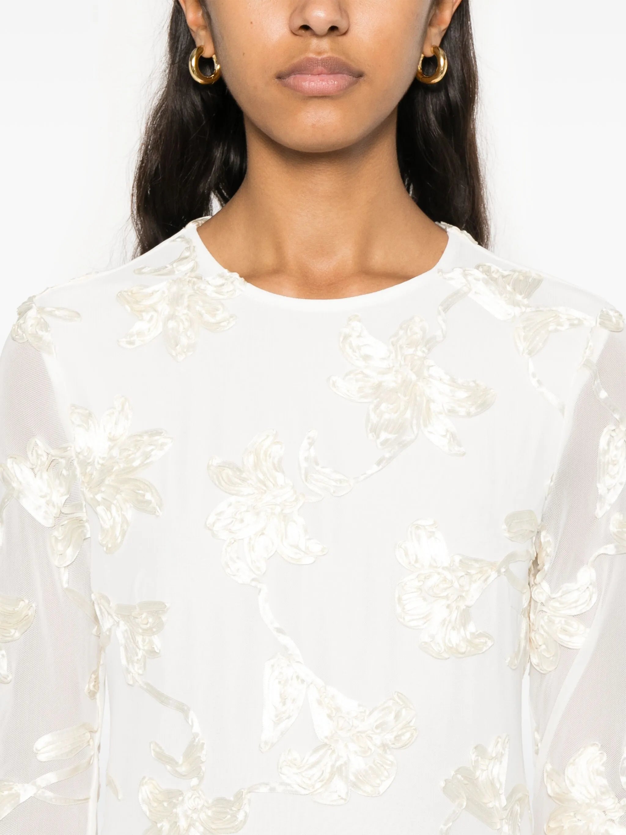 flower-mesh mini dress