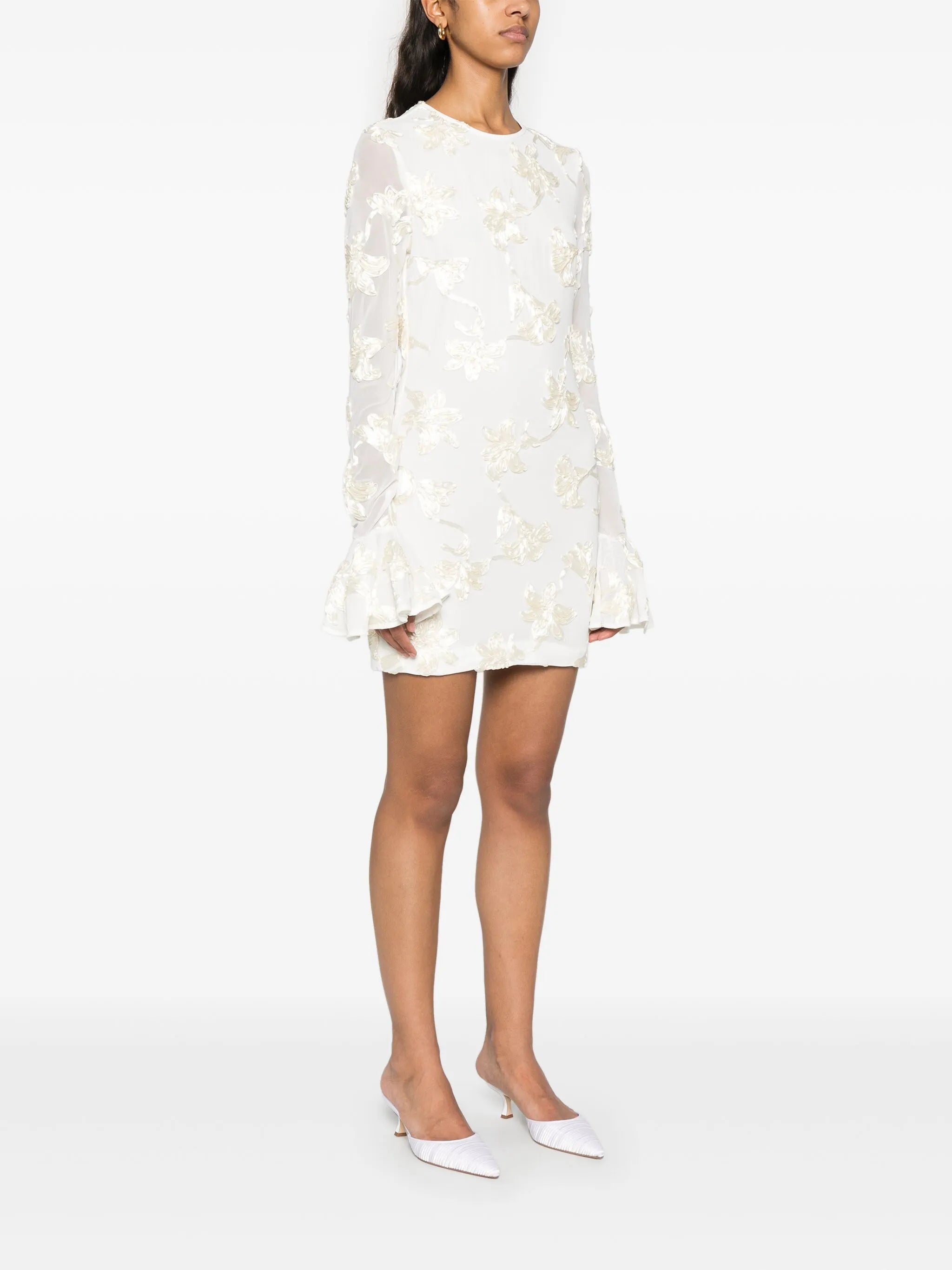 flower-mesh mini dress