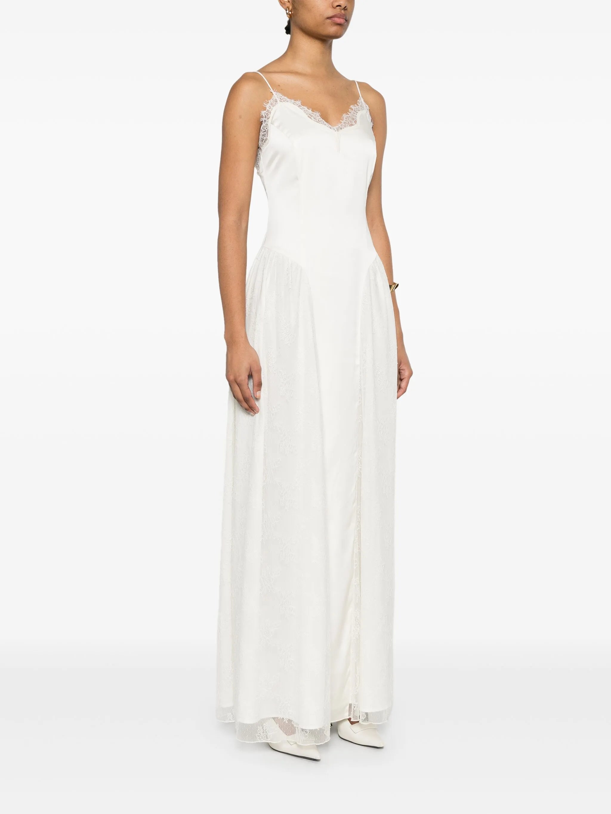 satin lace maxi dress