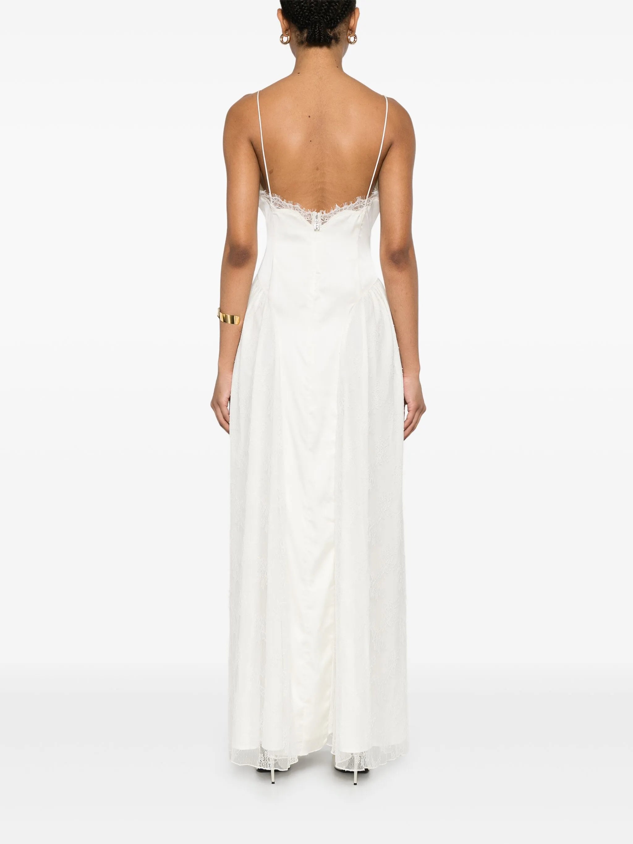 satin lace maxi dress