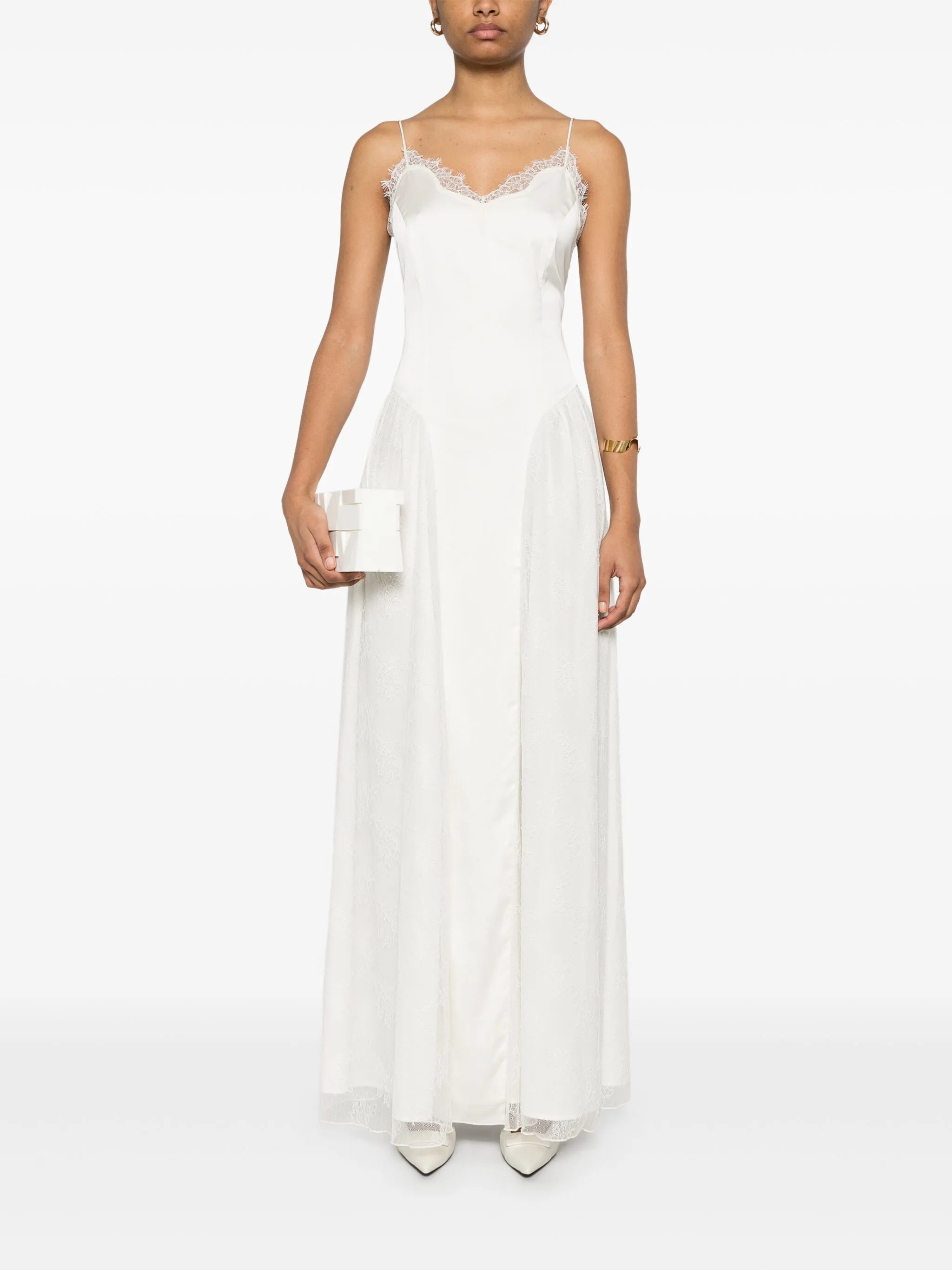 satin lace maxi dress