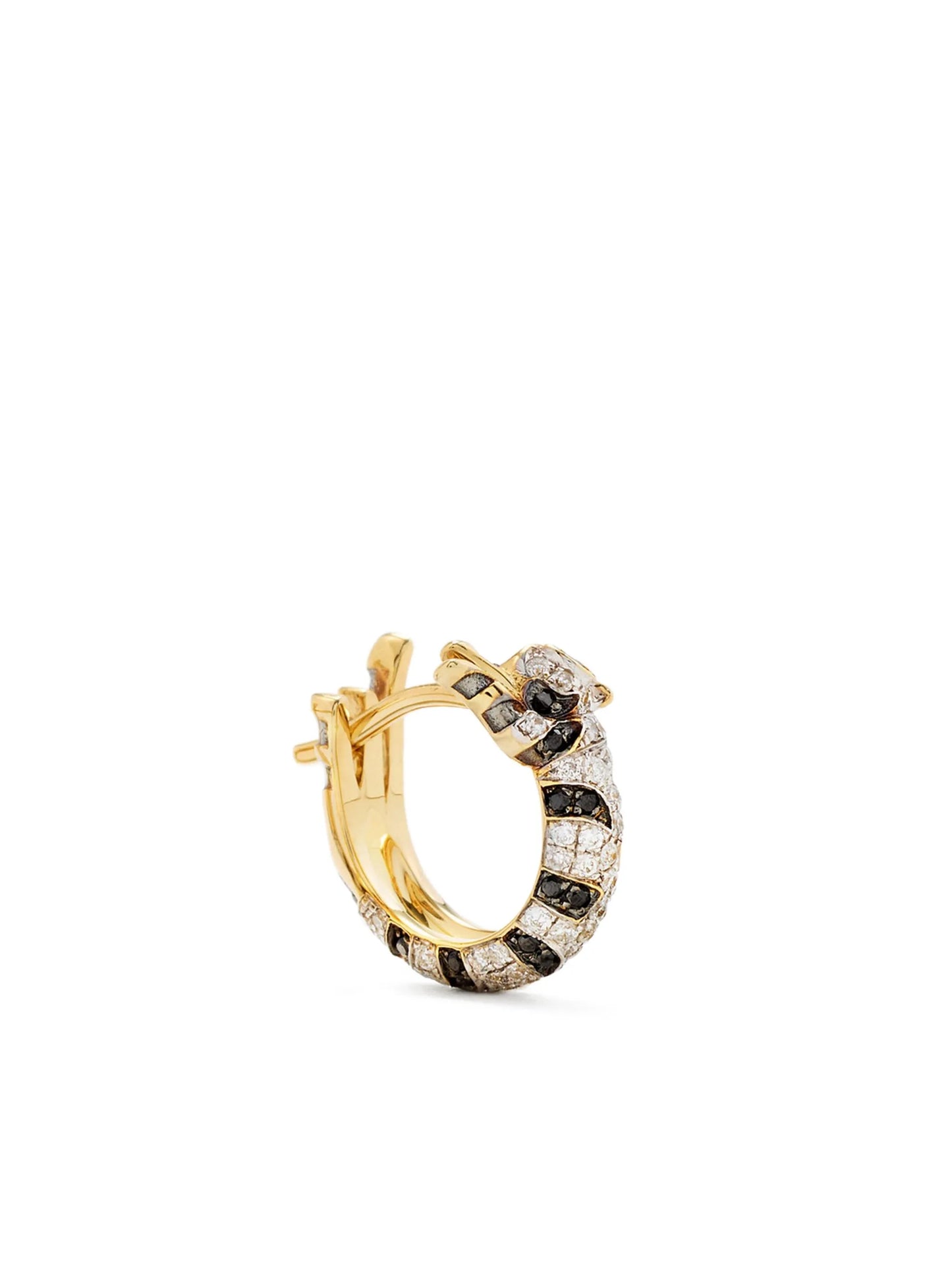 9K yellow gold Mini Créoles Felin diamond and tsavorite hoop earrings