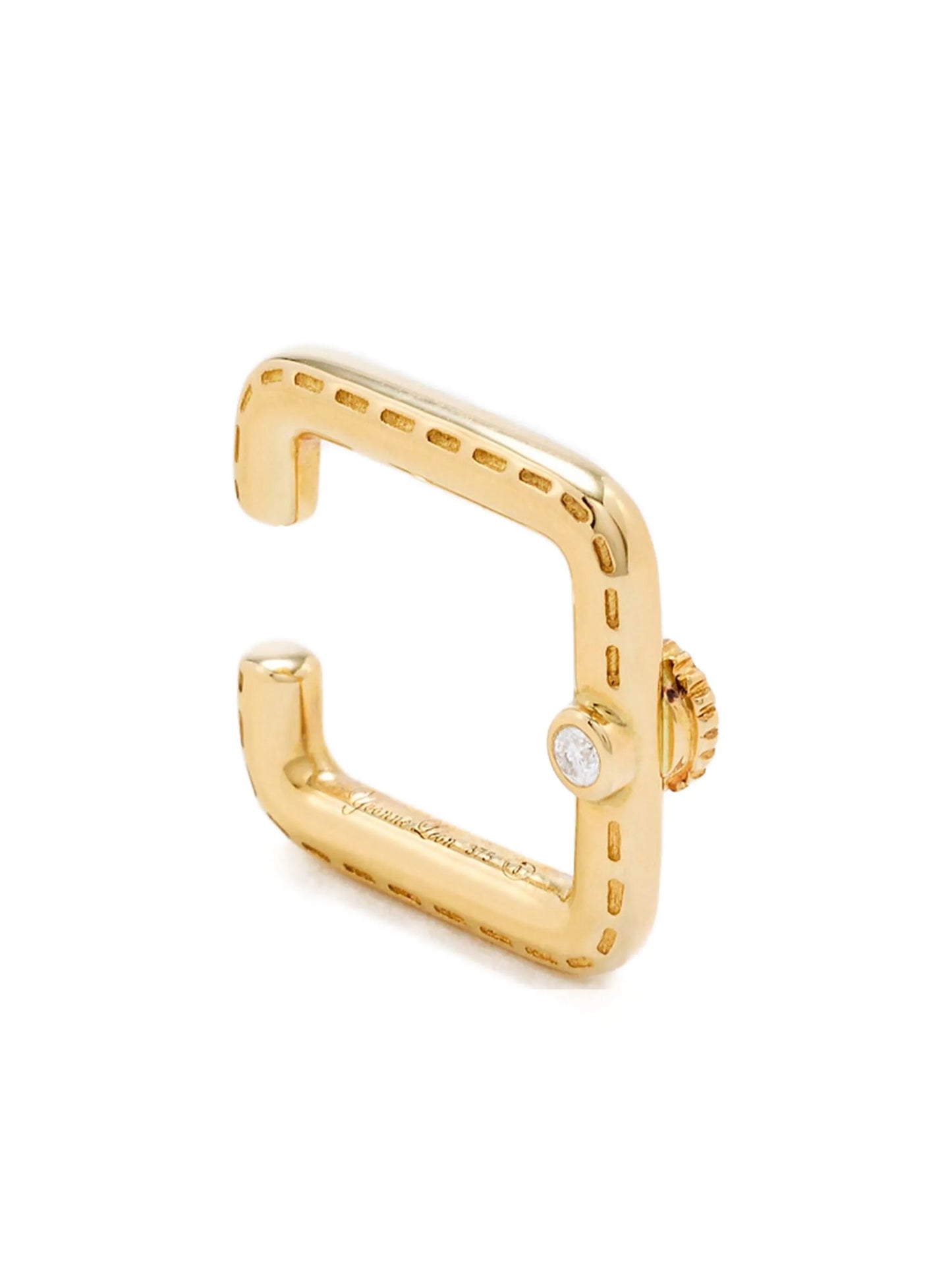 9K yellow gold Mini Créoles Gousset diamond and malachite hoop earrings