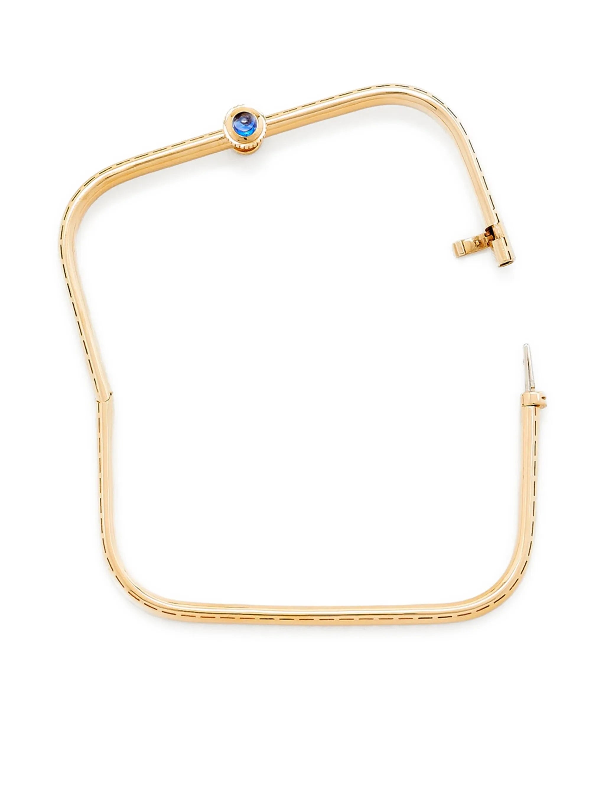 9K yellow gold Jonc Gousset diamond and sapphire bracelet