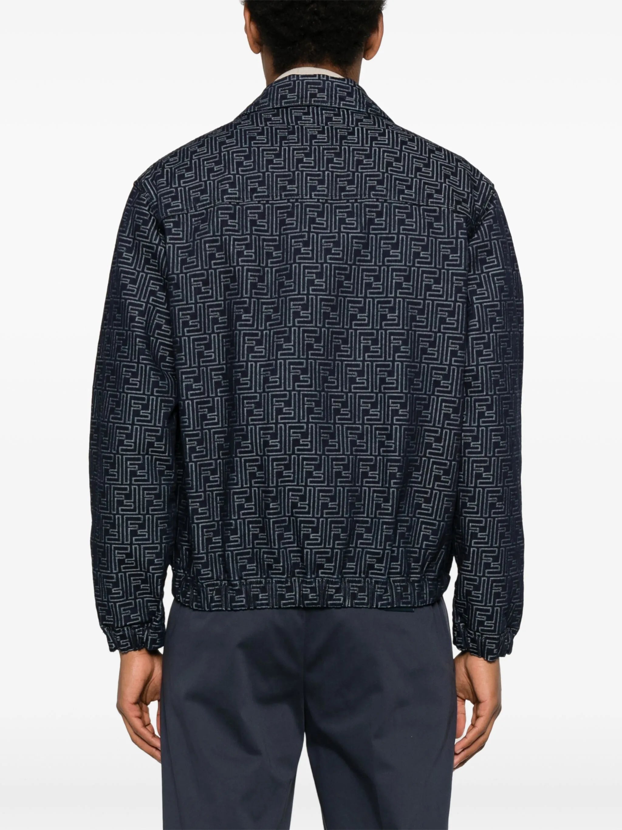 FF-jacquard denim bomber jacket
