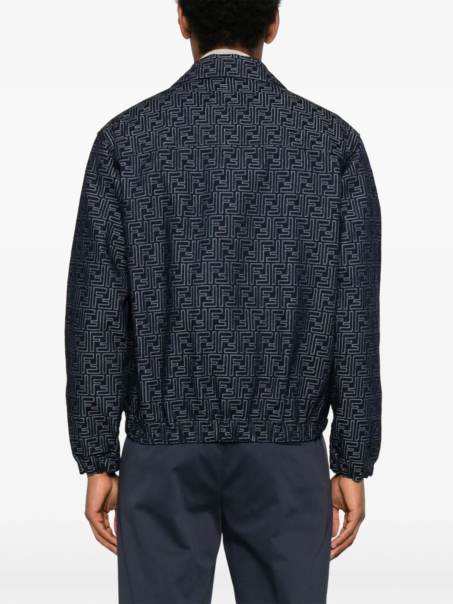 FF-jacquard denim bomber jacket