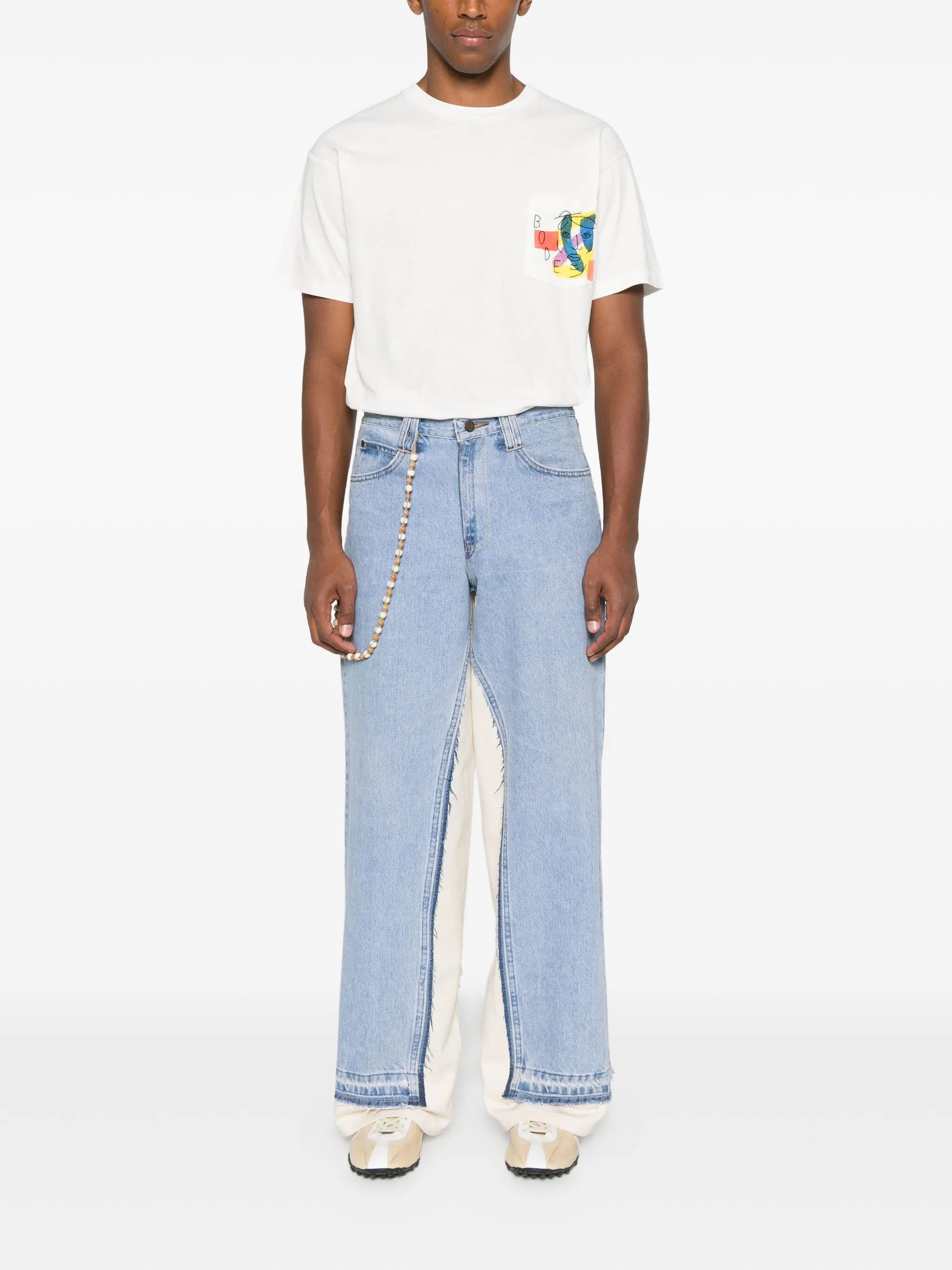 abstract-print pocket T-shirt
