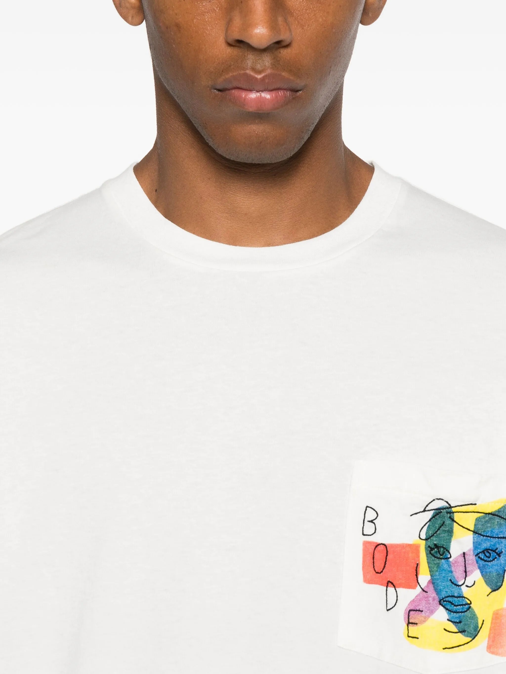 abstract-print pocket T-shirt