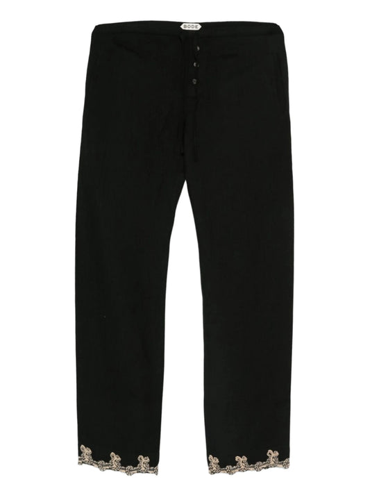 lace-trimmed drawstring trousers