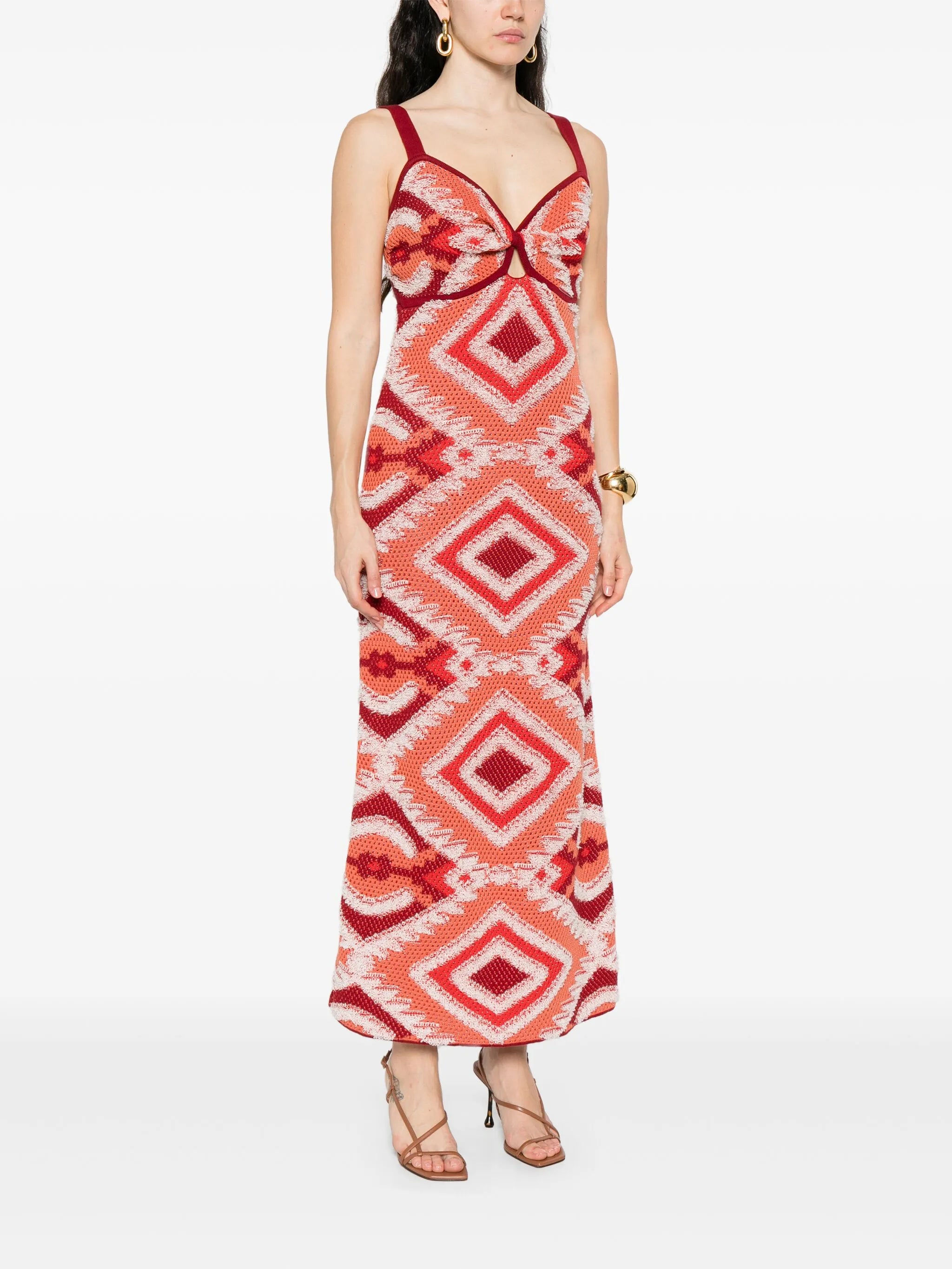 Vintage Affair geometric-pattern midi dress