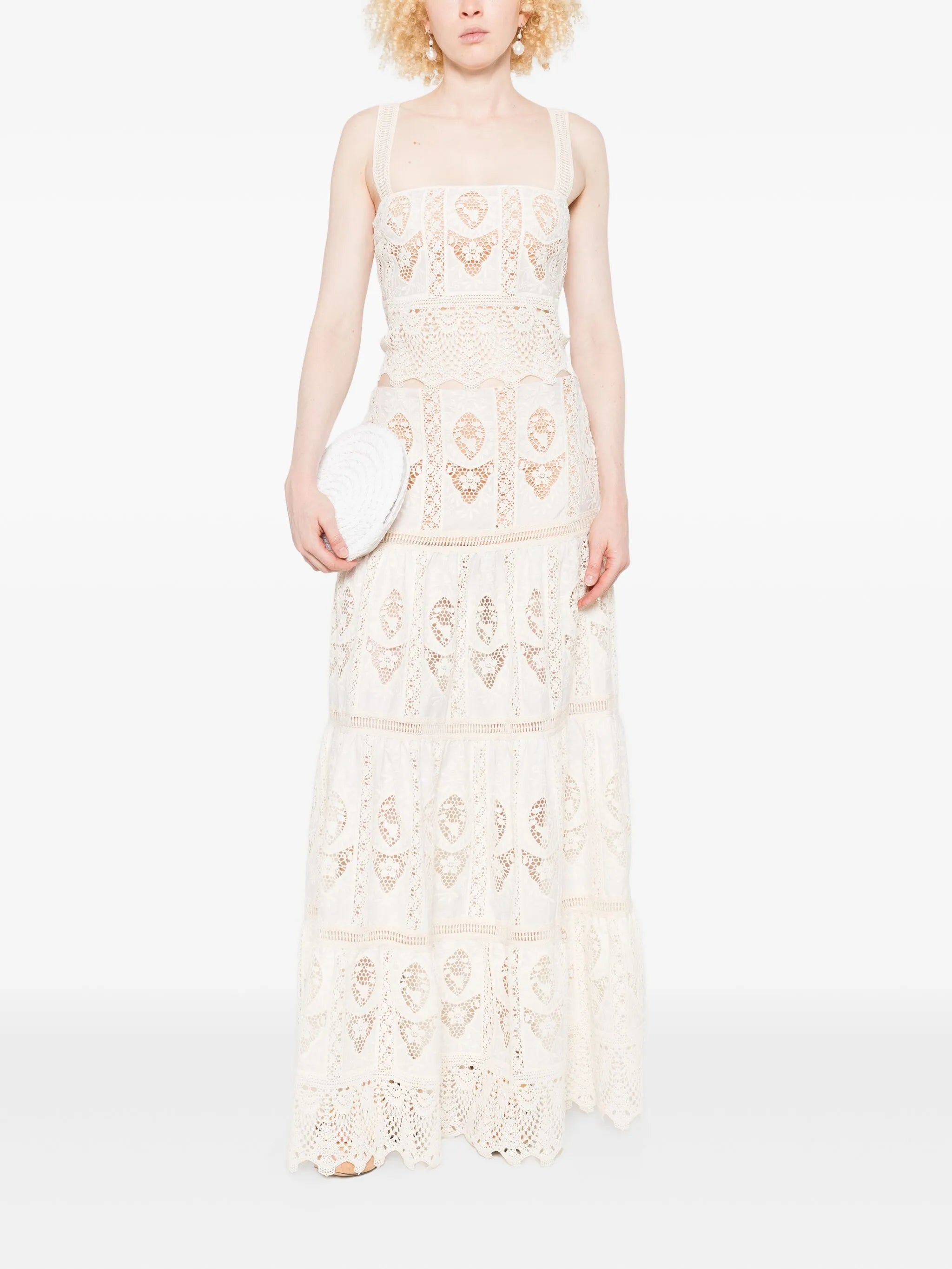 lace tiered maxi skirt