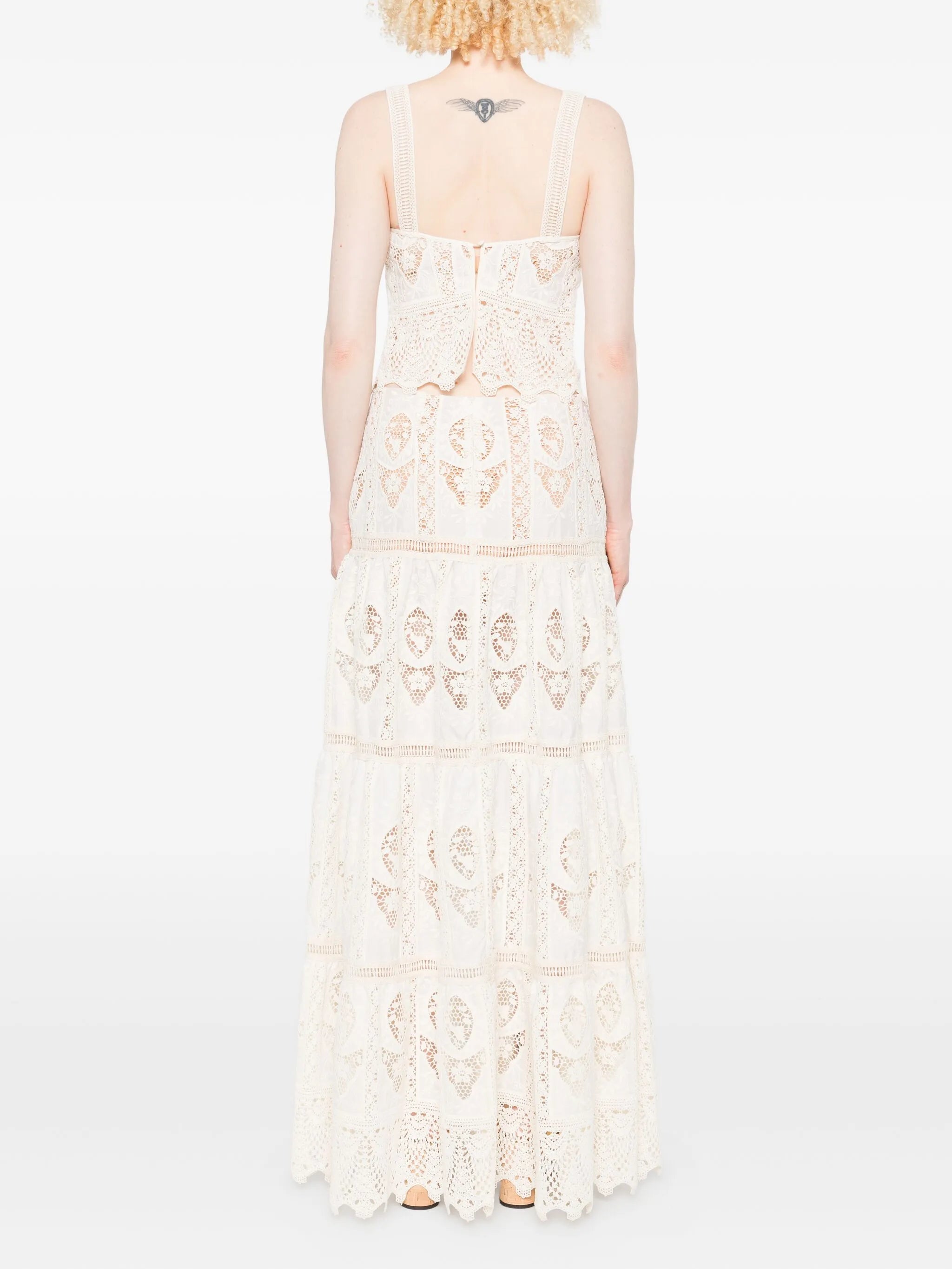 lace tiered maxi skirt