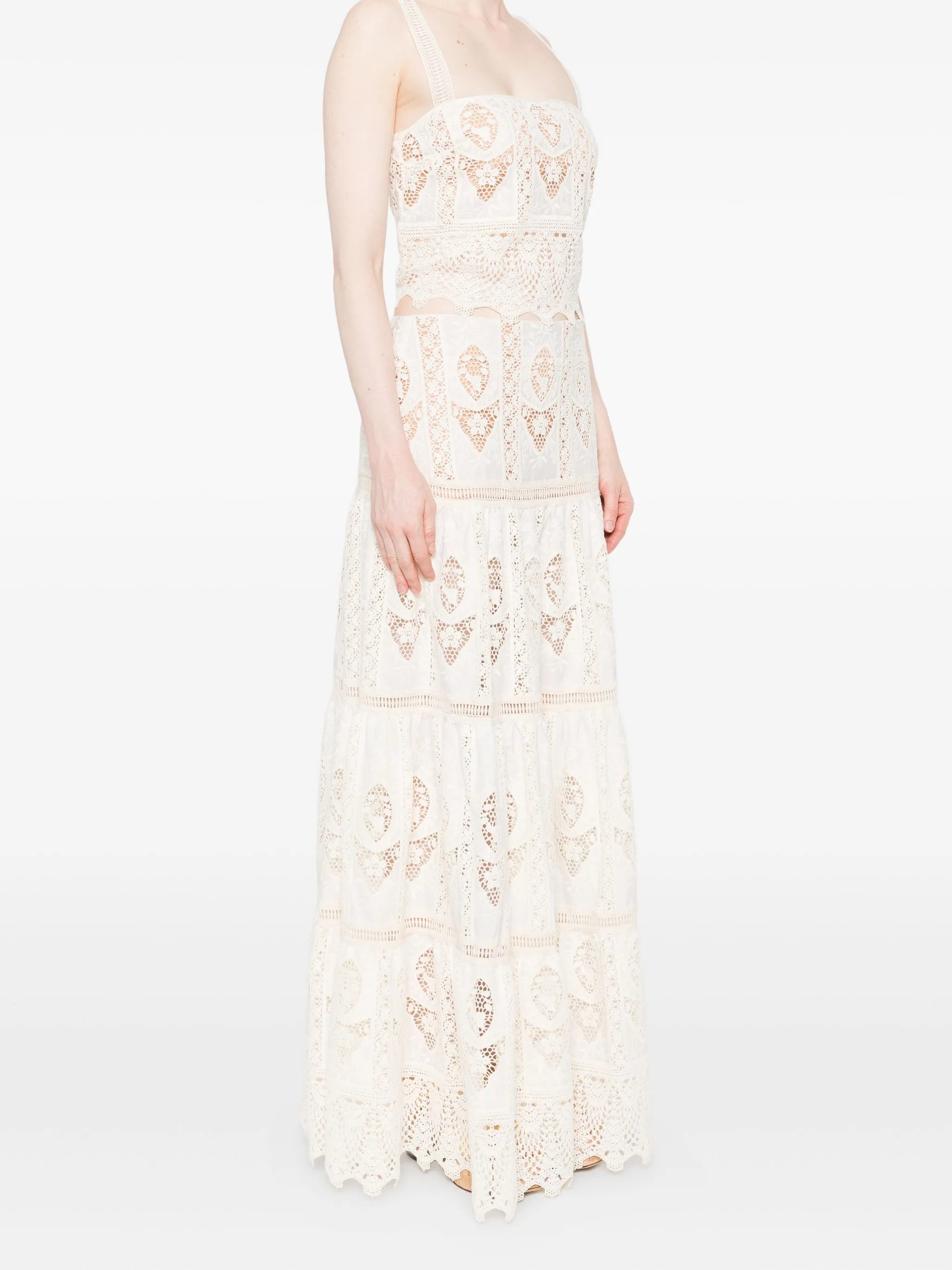 lace tiered maxi skirt