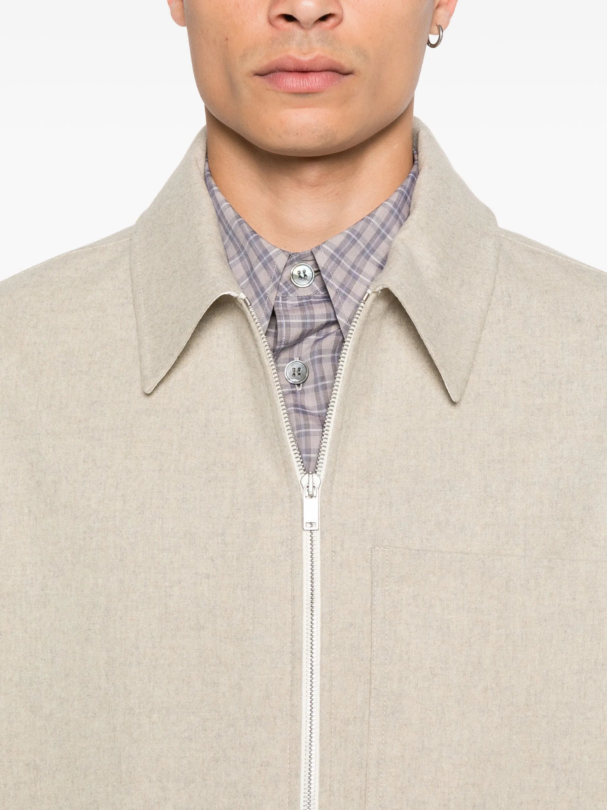 flannel wool polo shirt