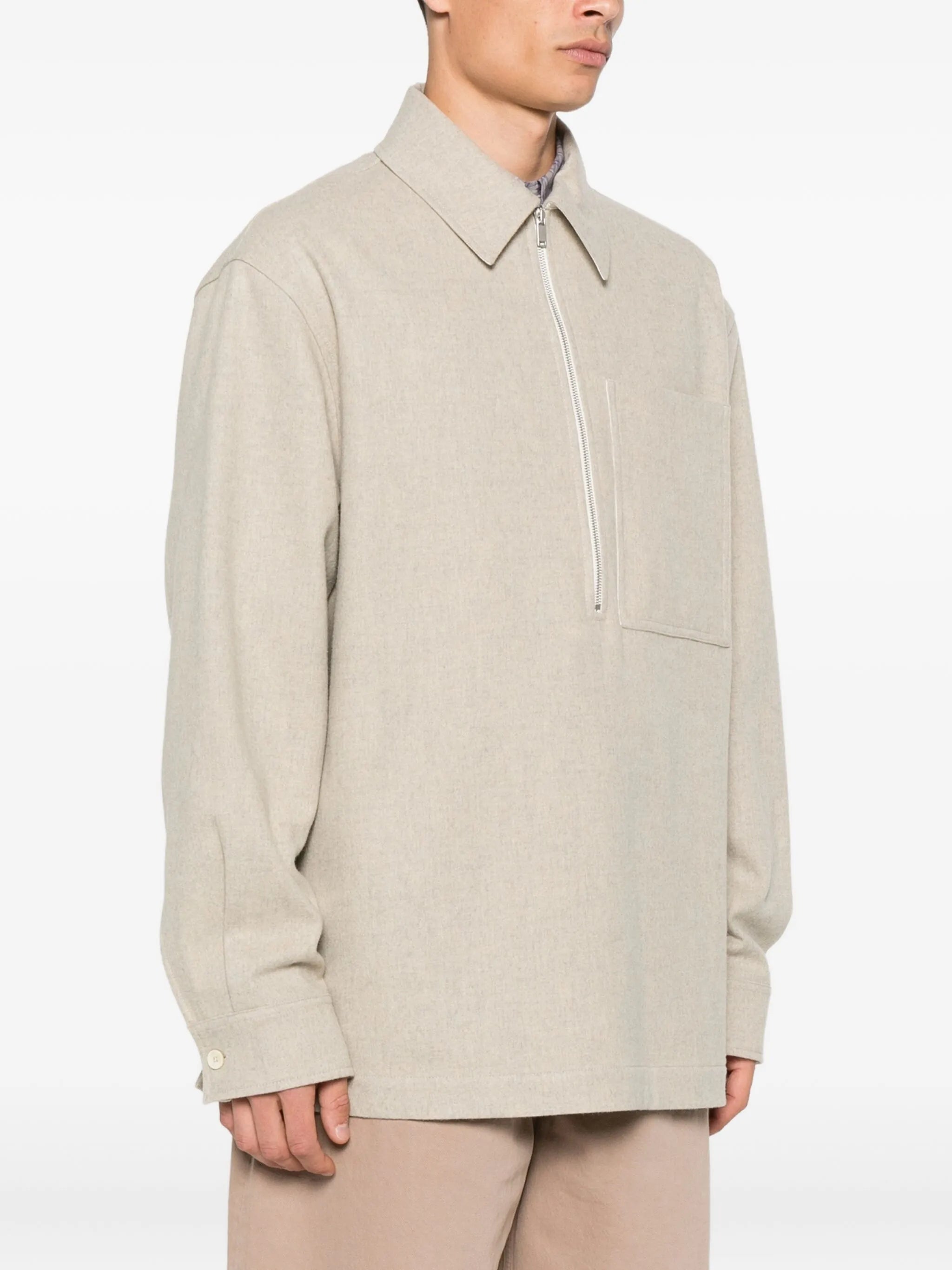 flannel wool polo shirt