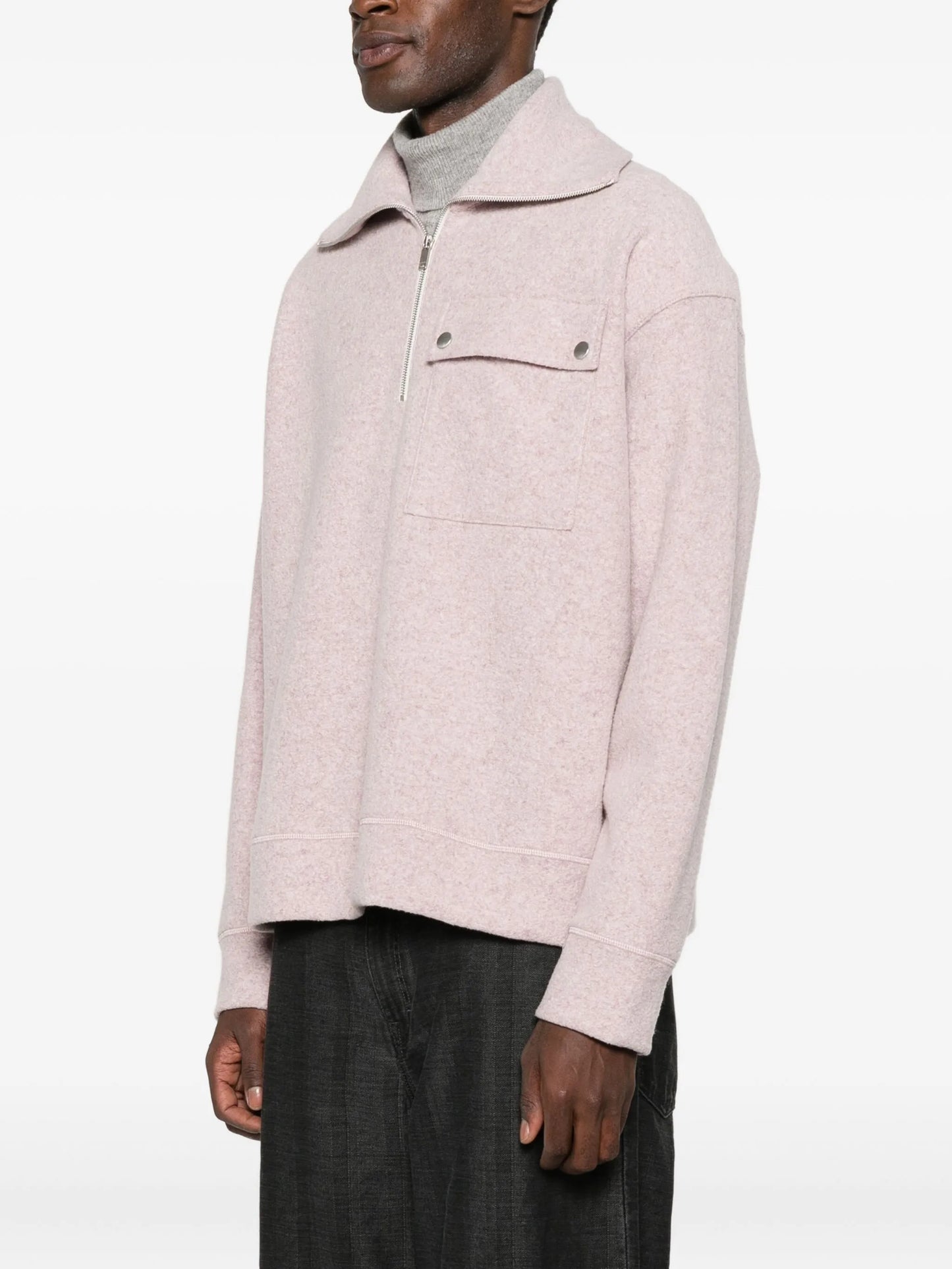 high-neck sweatshirt