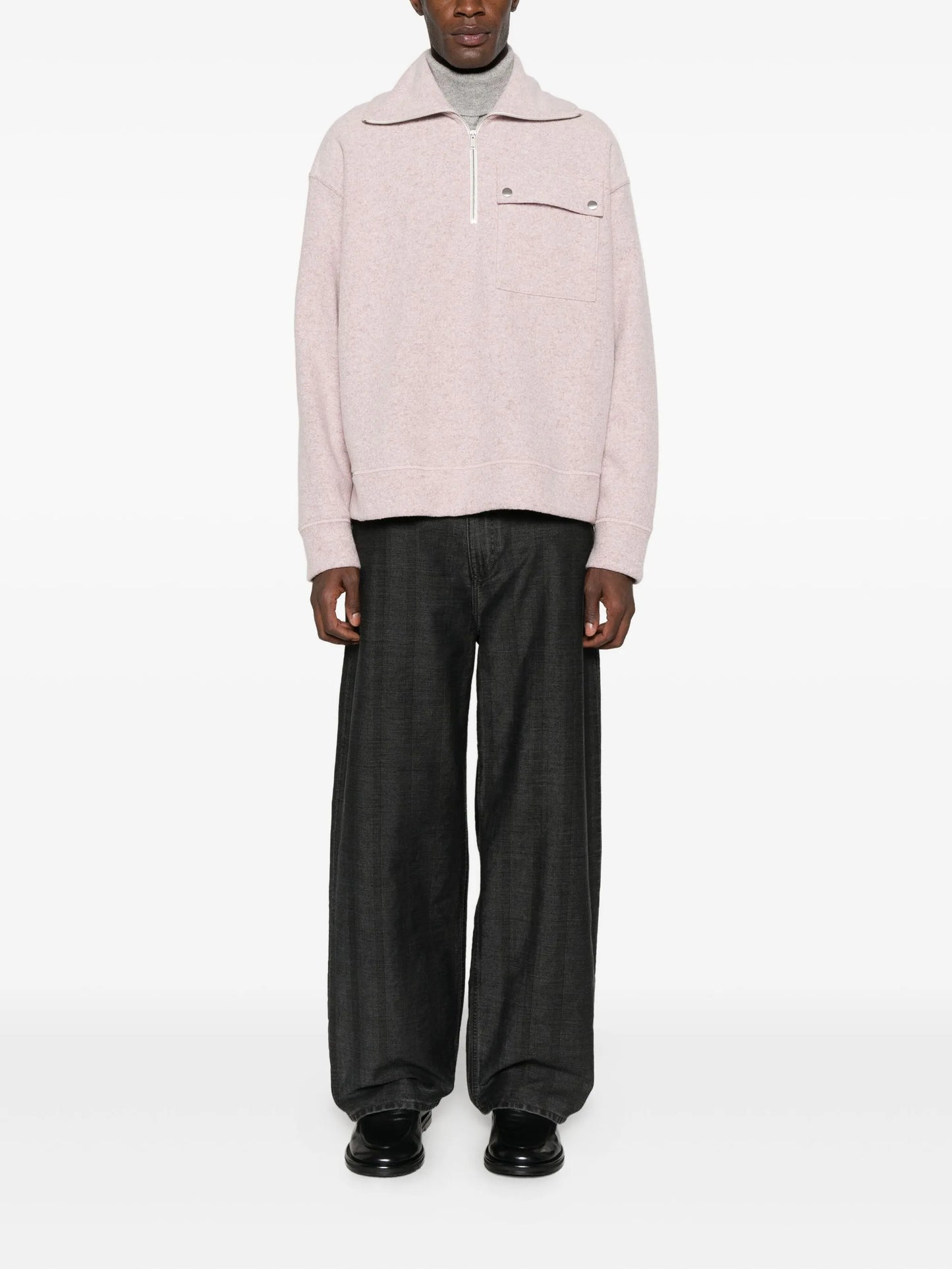 high-neck sweatshirt