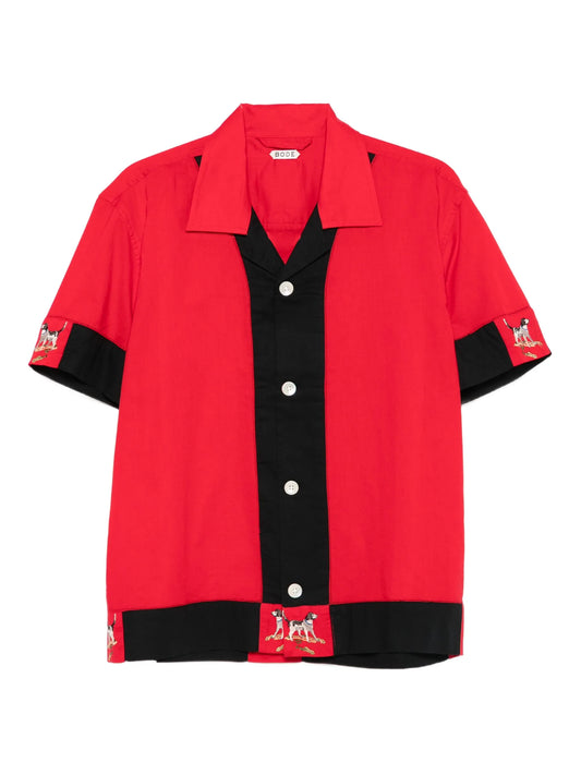 dog-print panelled shirt