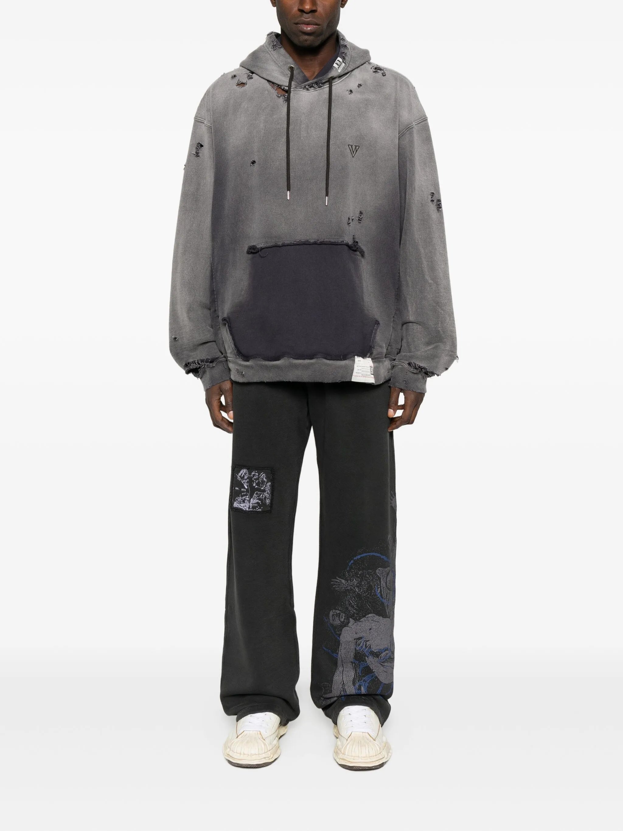 distressed cotton hoodie