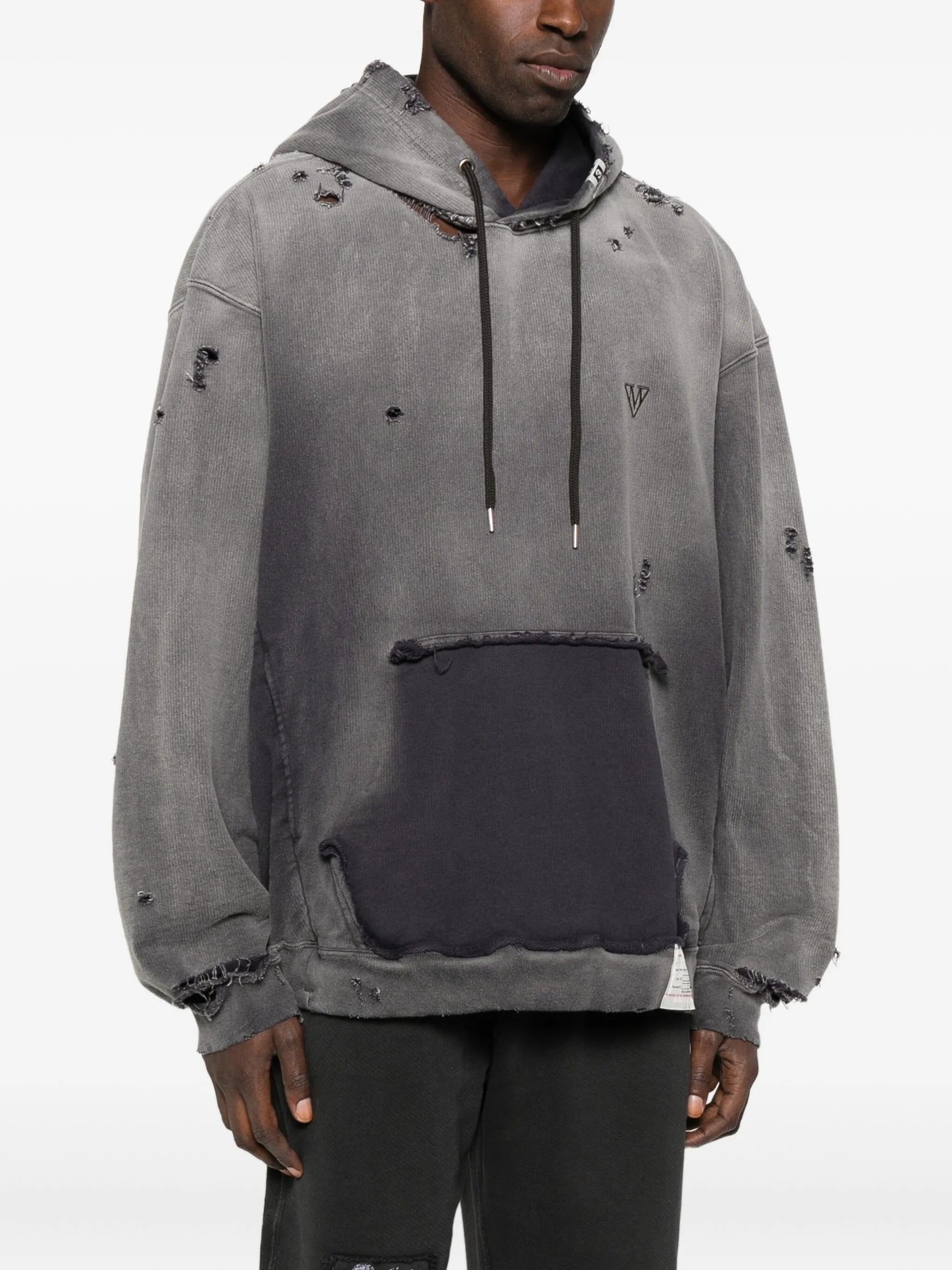 distressed cotton hoodie