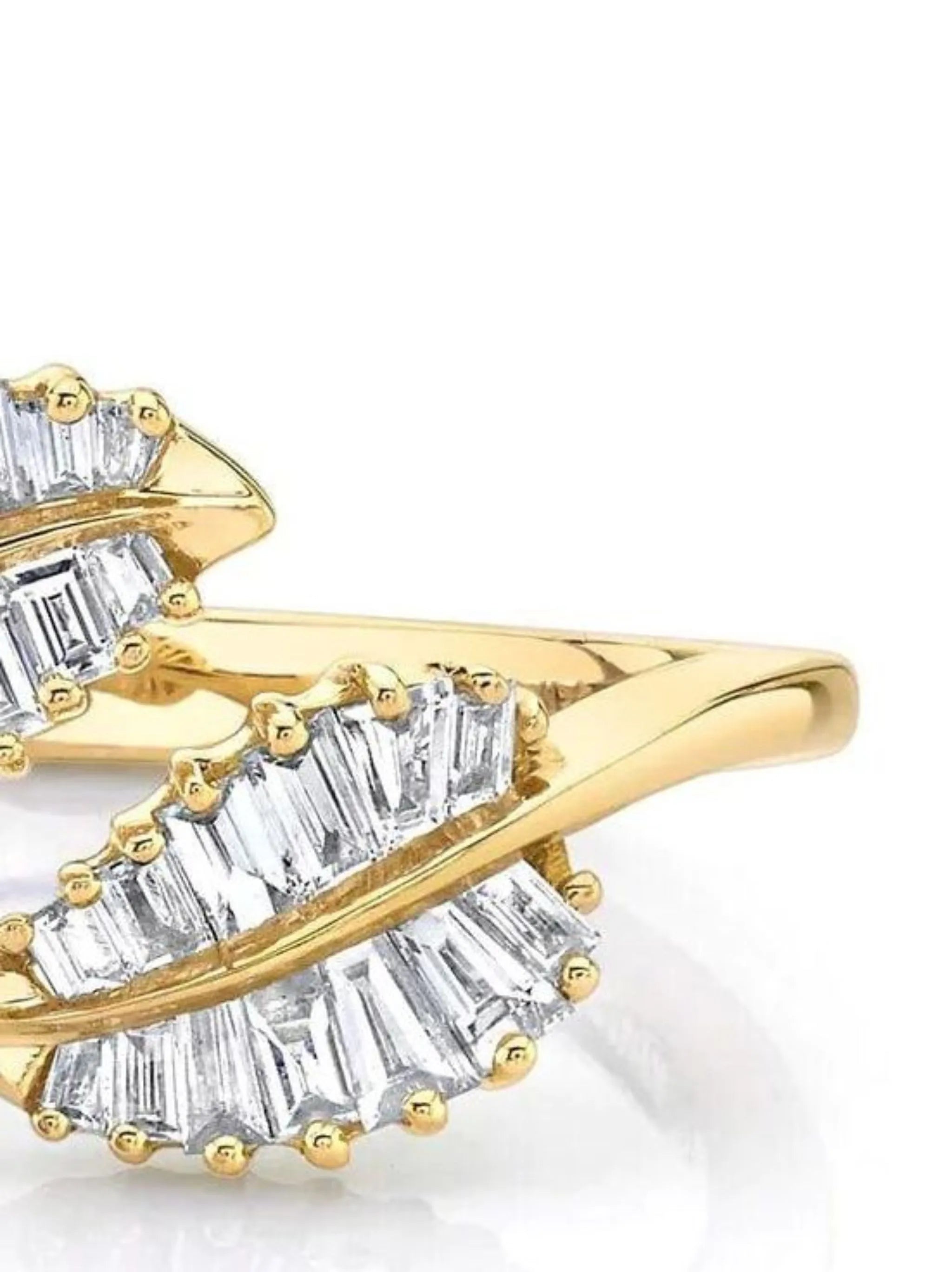 18kt yellow gold palm leaf diamond ring