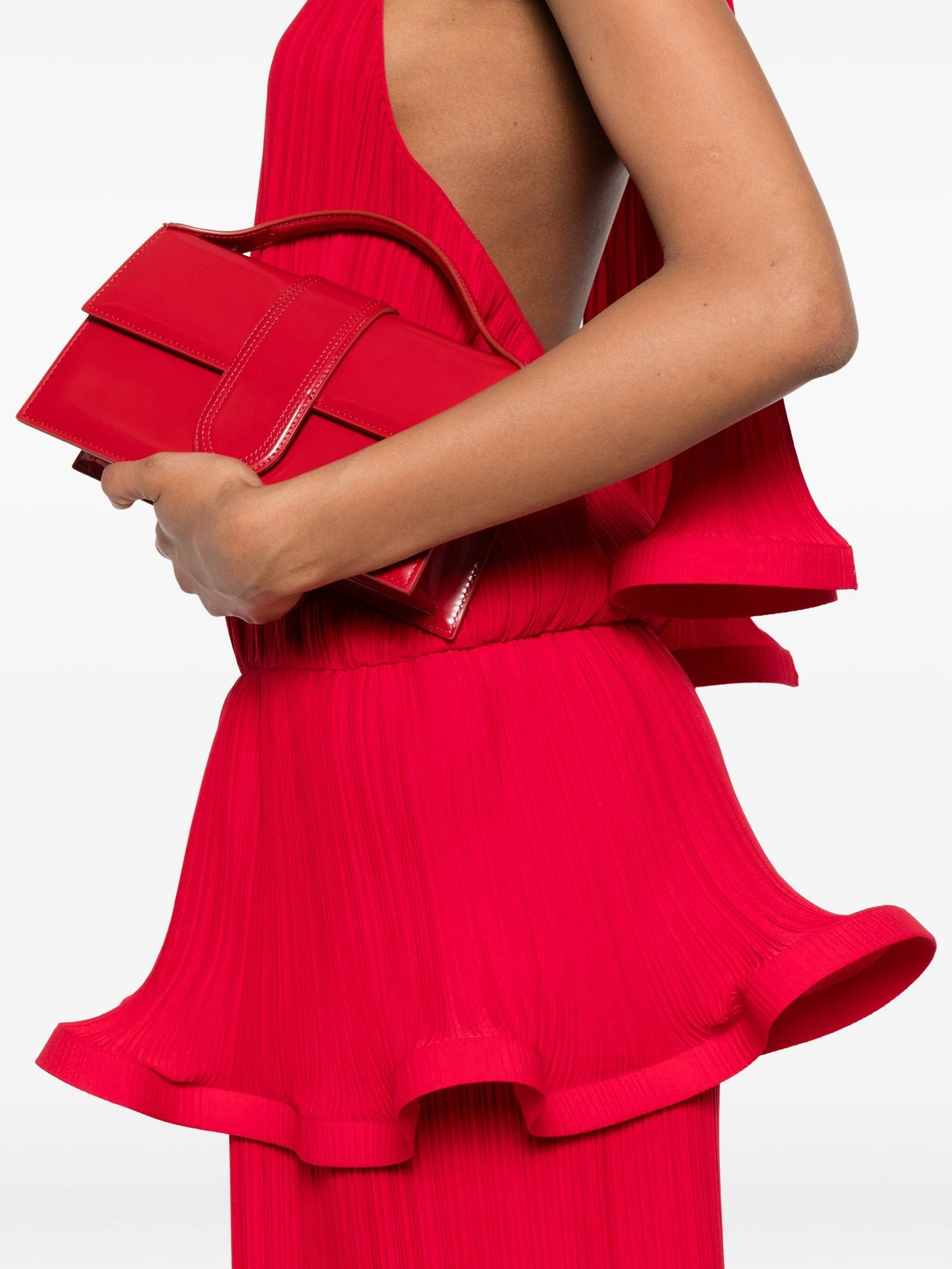 ruffled pleated maxi dress