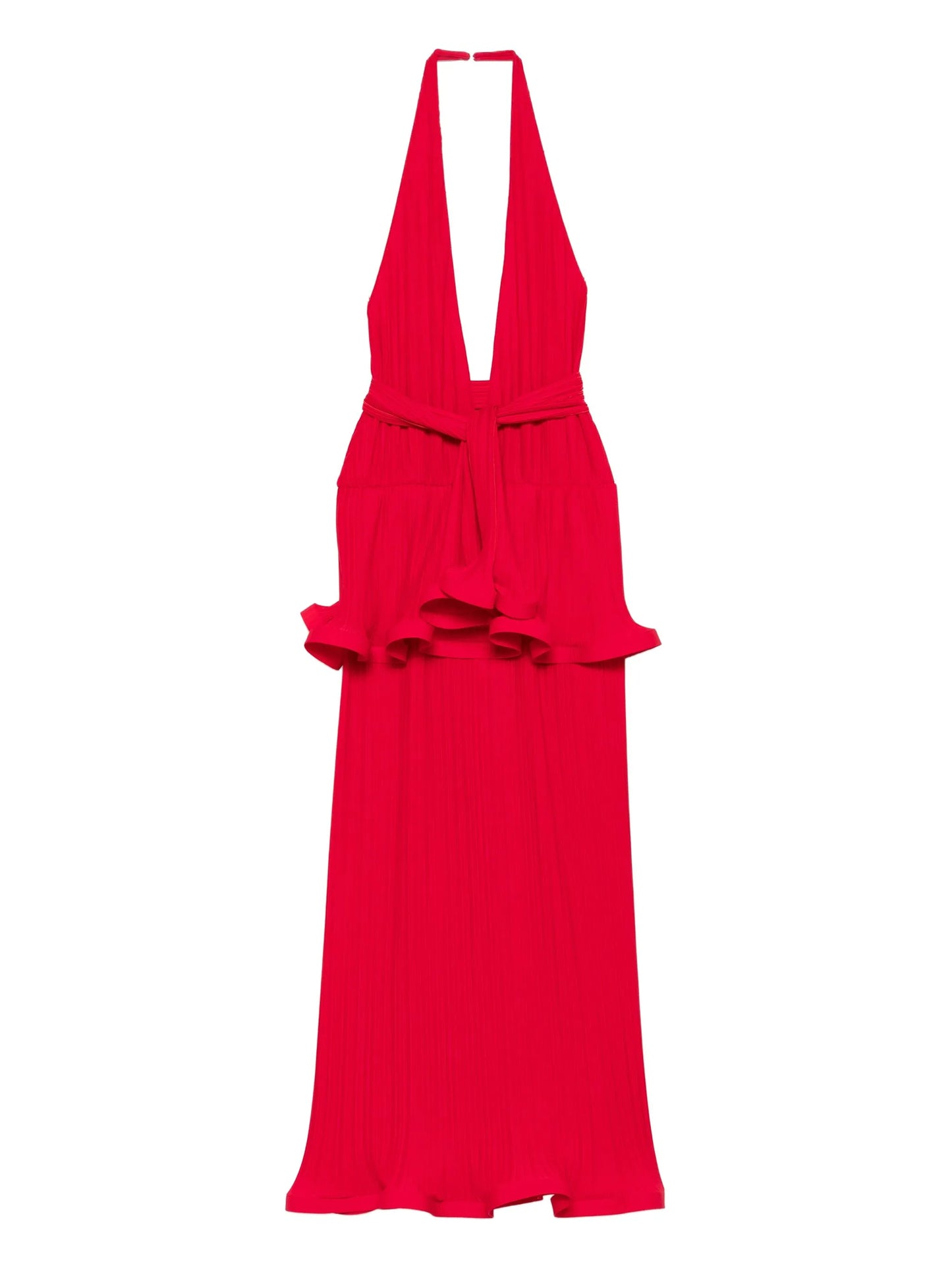 ruffled pleated maxi dress