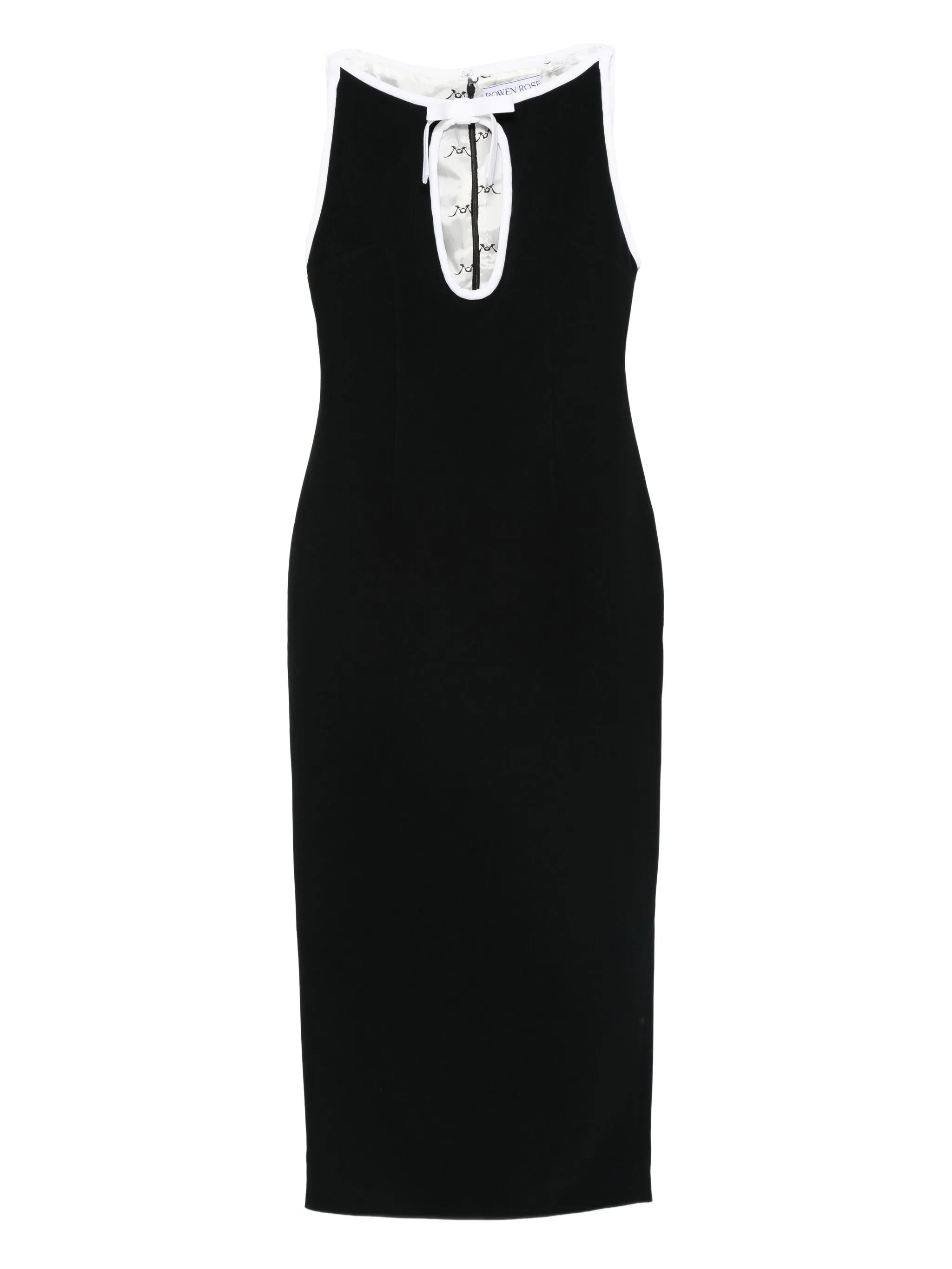 keyhole-neck sleeveless midi dress