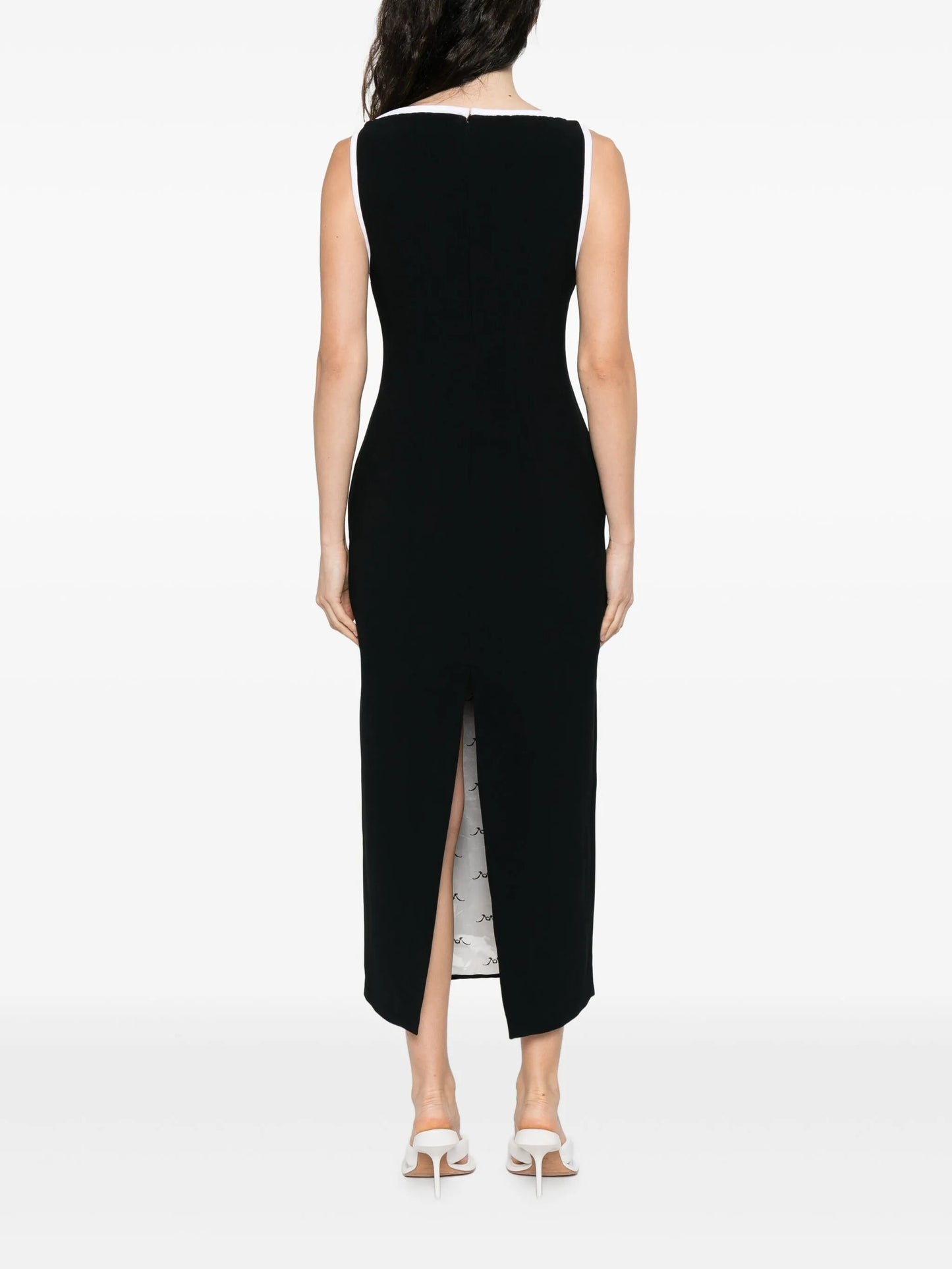 keyhole-neck sleeveless midi dress