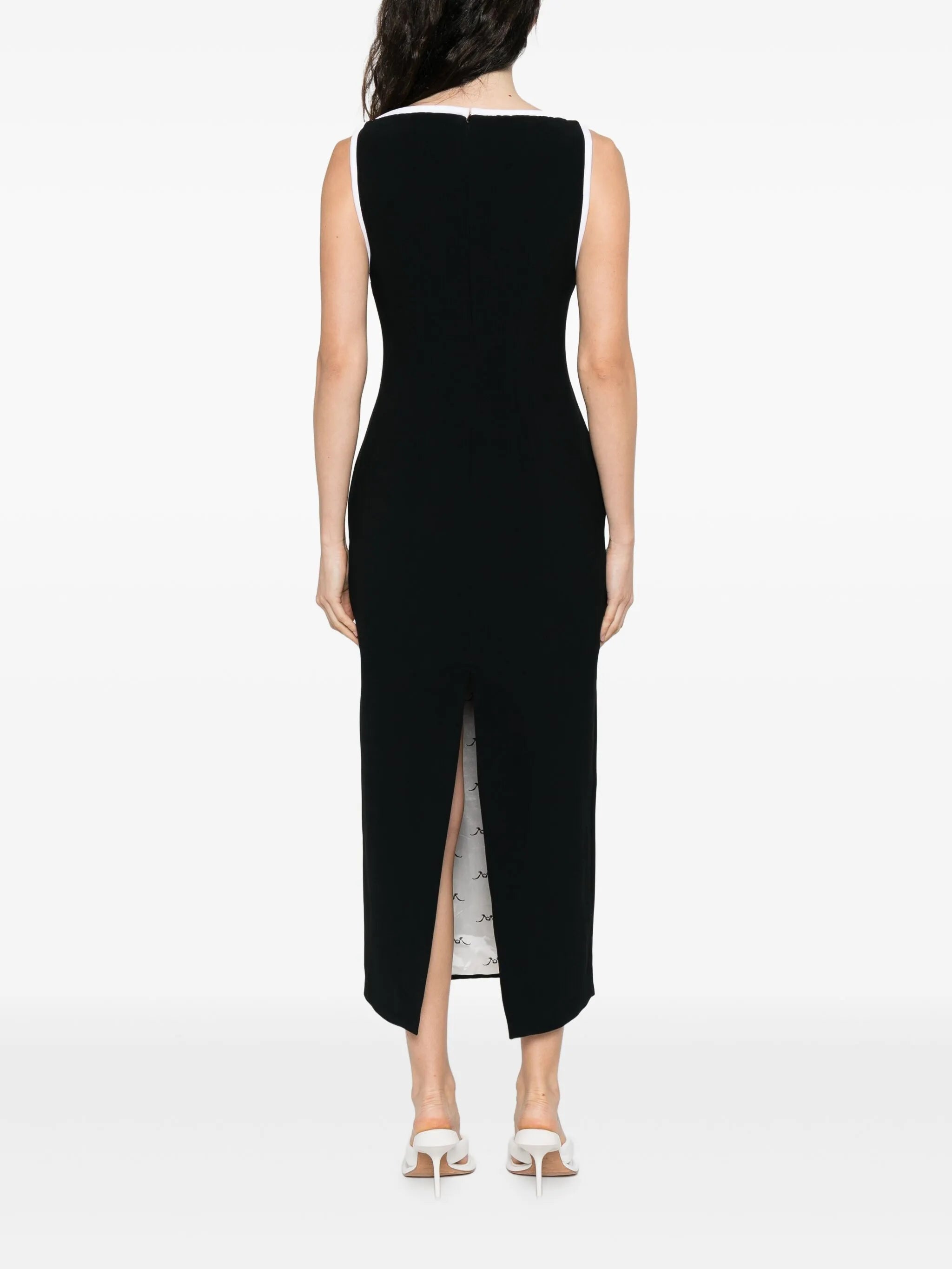 keyhole-neck sleeveless midi dress