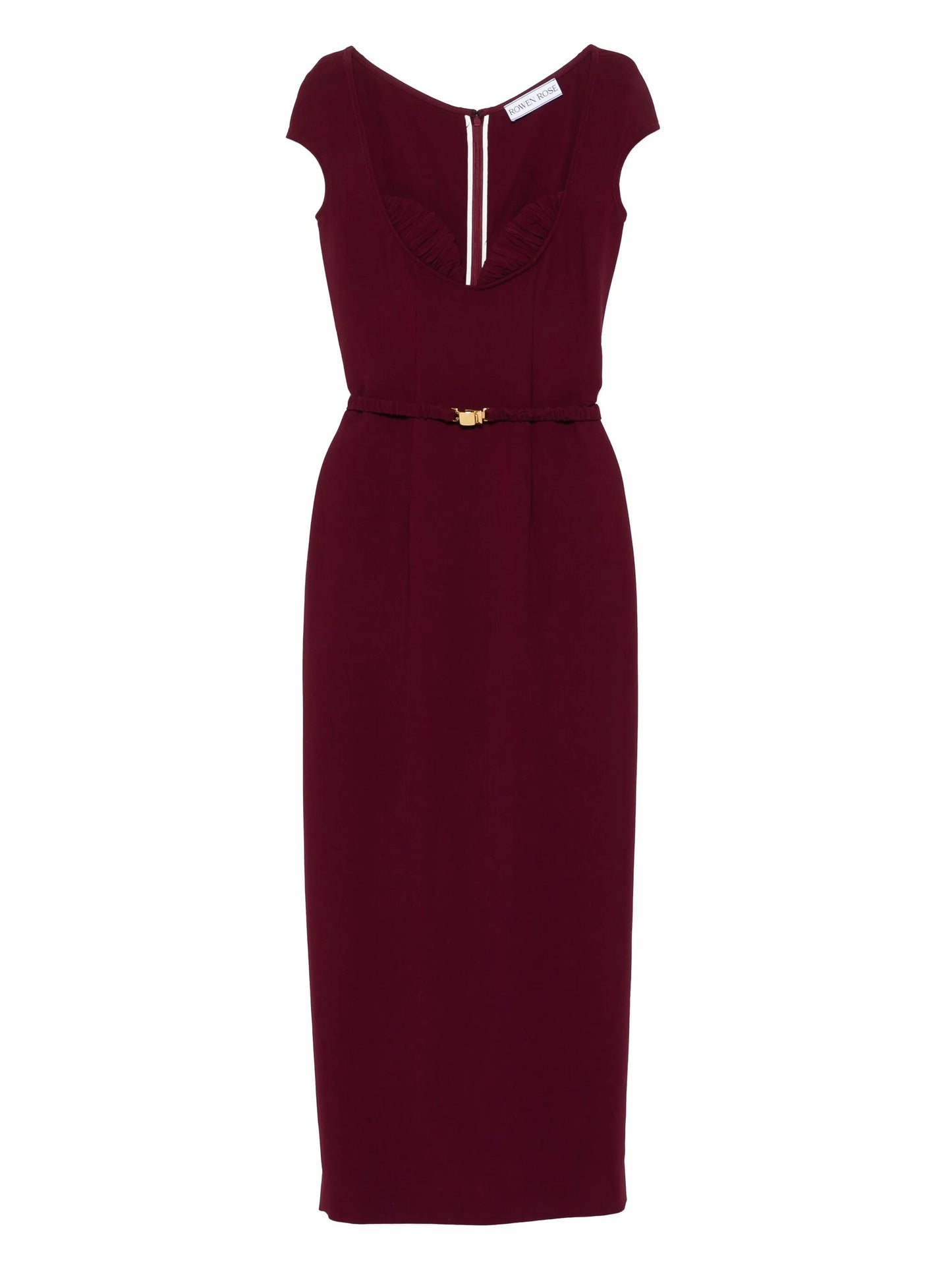 belted cap-sleeve maxi dress