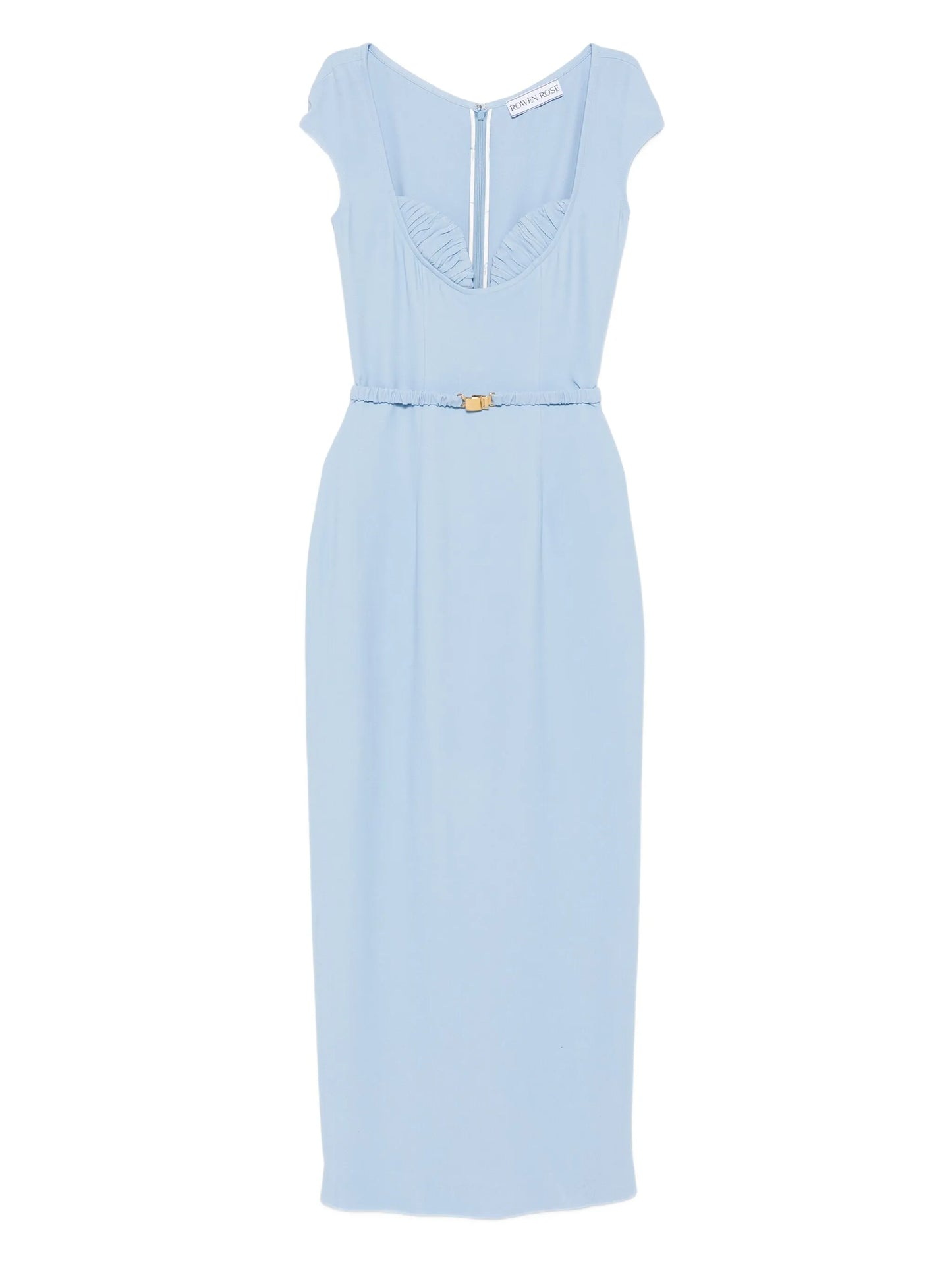 belted cap-sleeve maxi dress