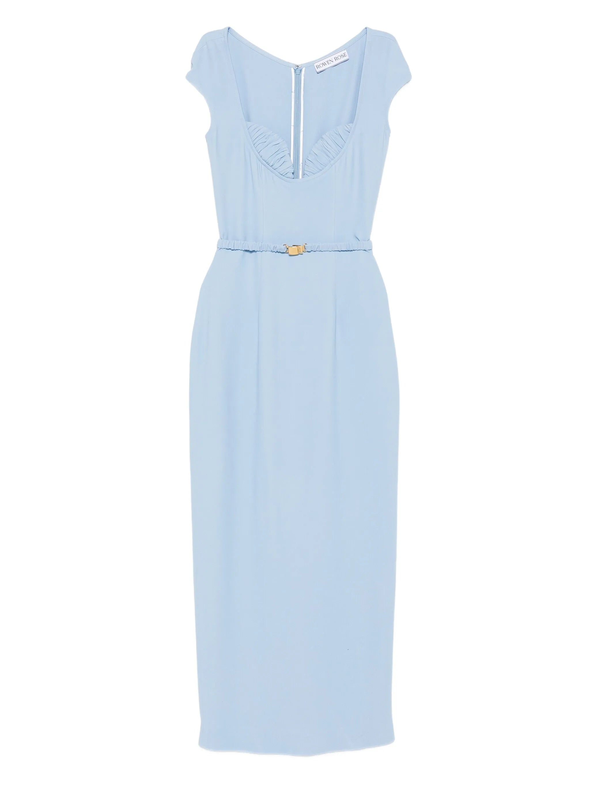 belted cap-sleeve maxi dress