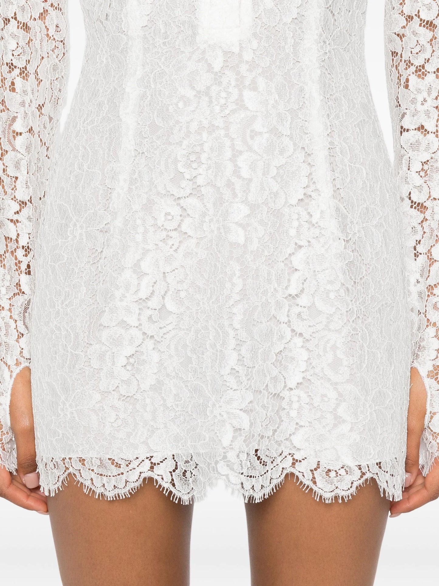 long-sleeve lace mini dress