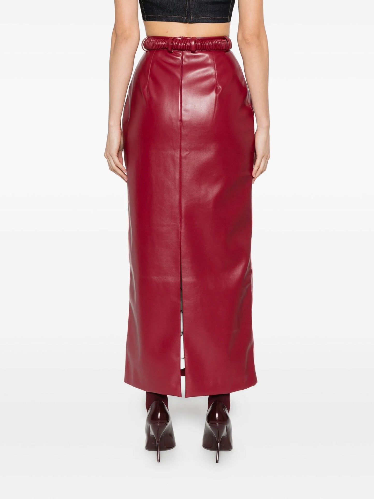 belted midi skirt