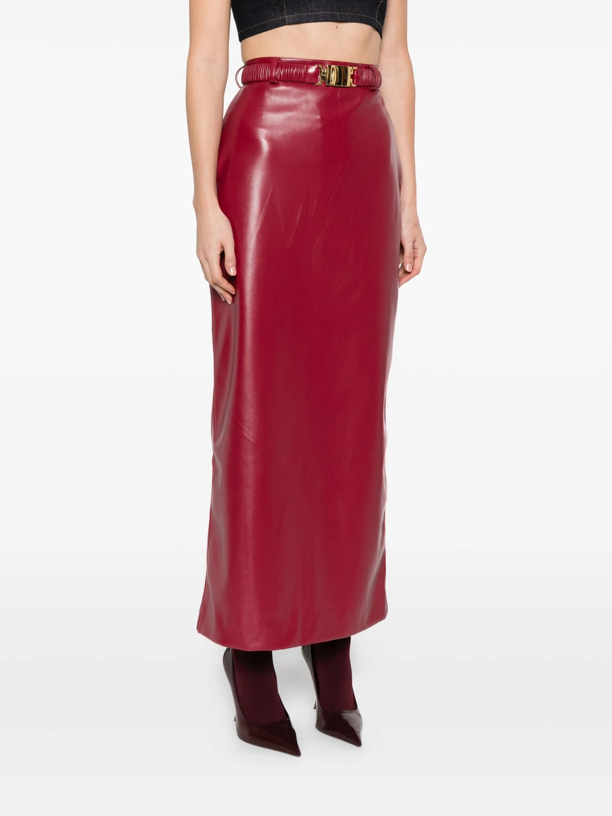belted midi skirt