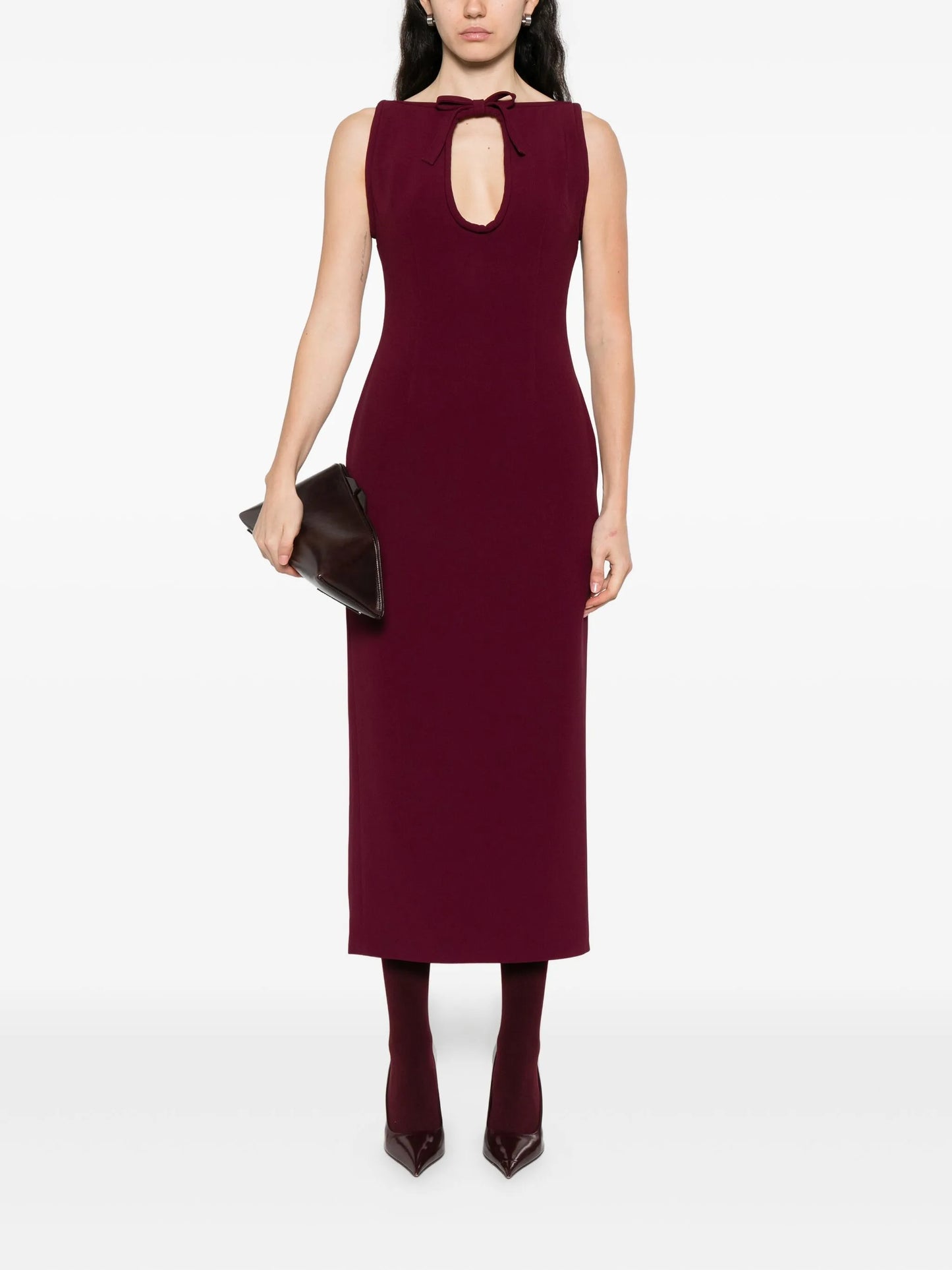 keyhole-neckline sleeveless mini dress