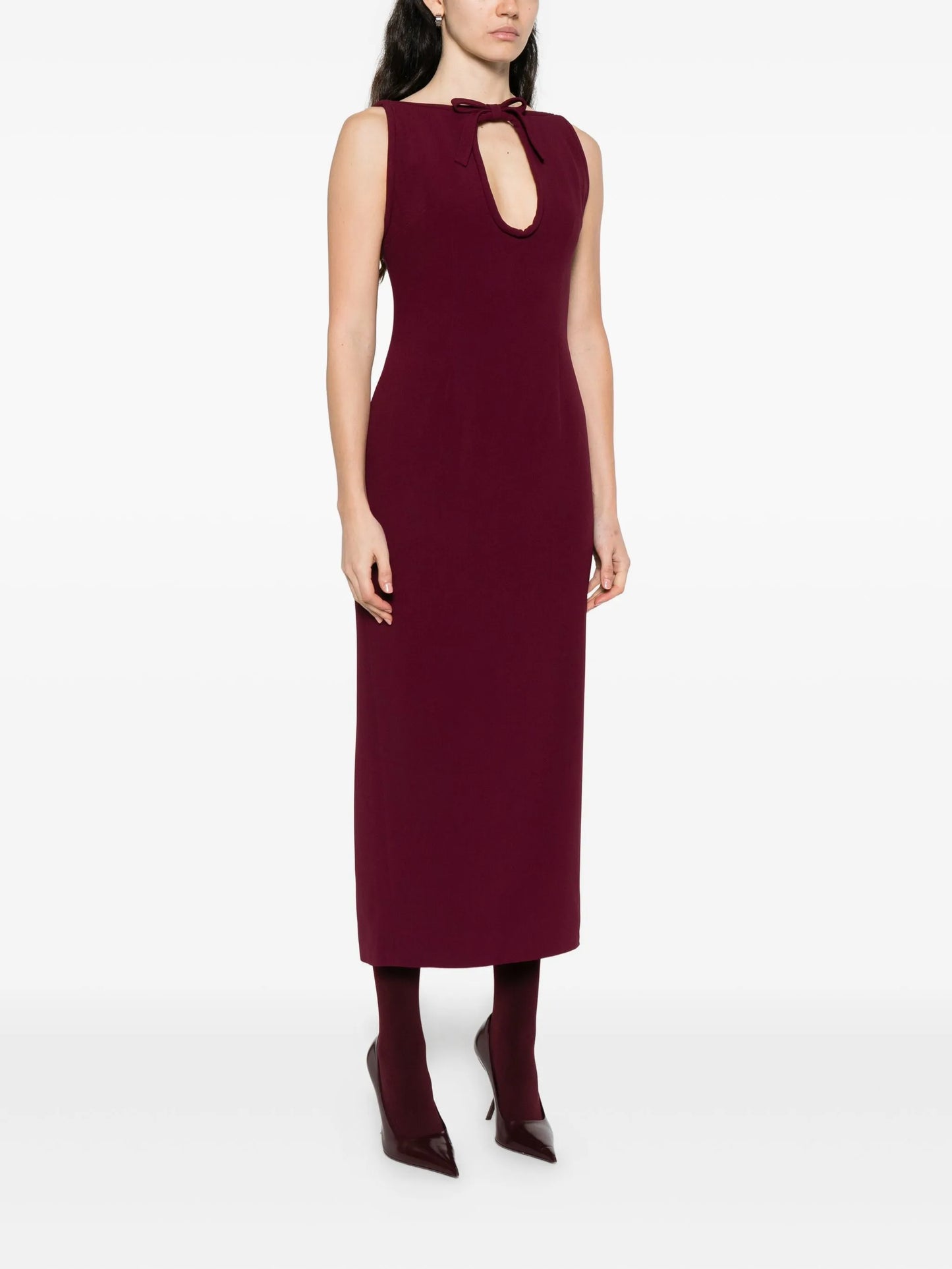 keyhole-neckline sleeveless mini dress