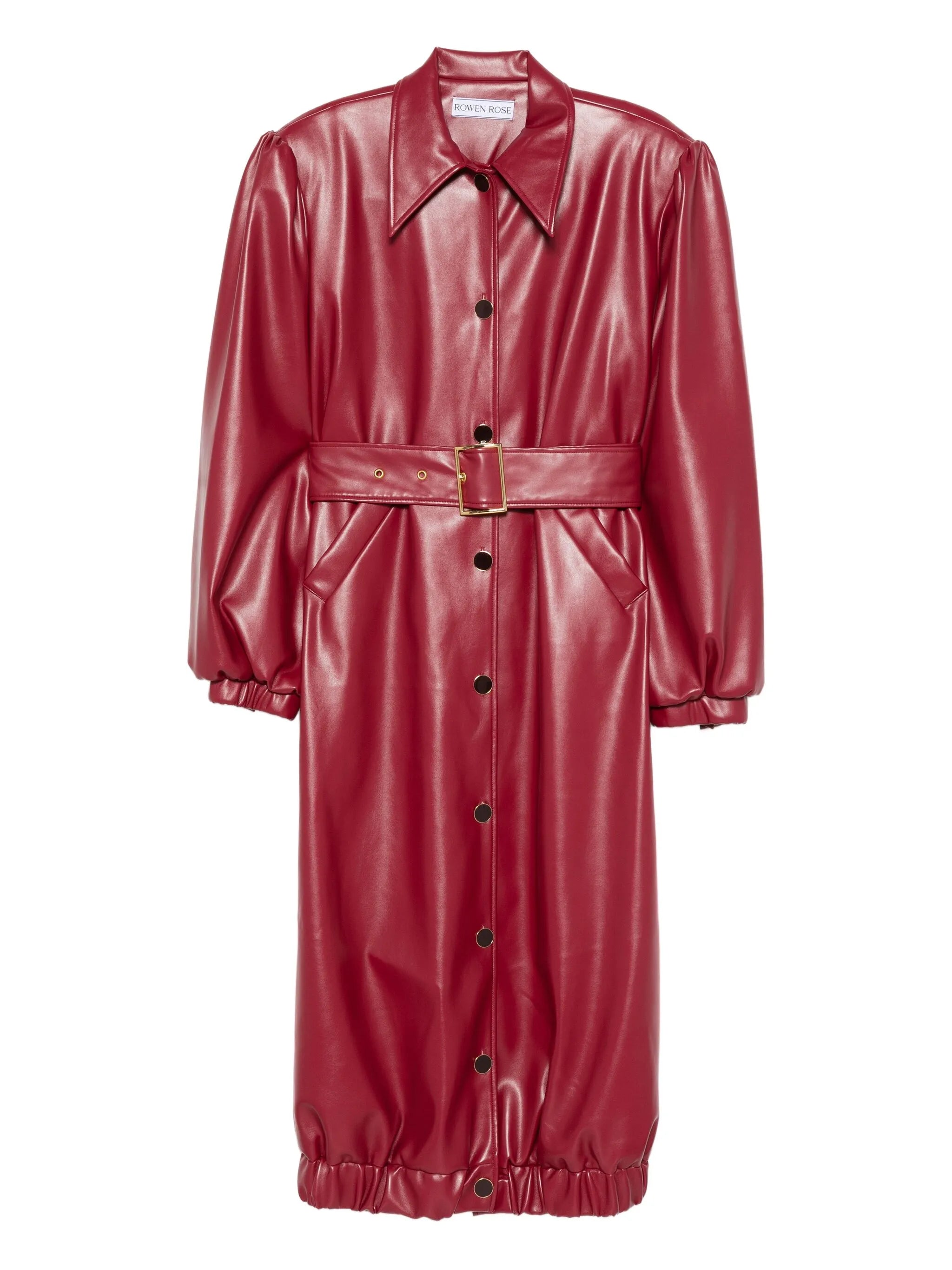 belted puff-sleeve coat