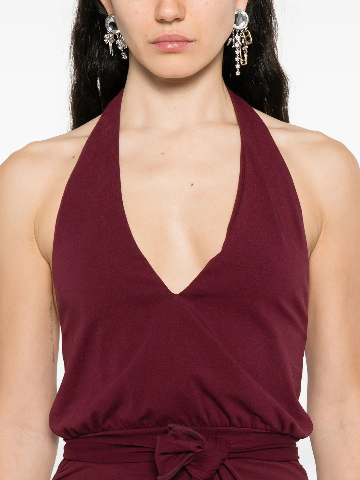 V-neck draped mini dress