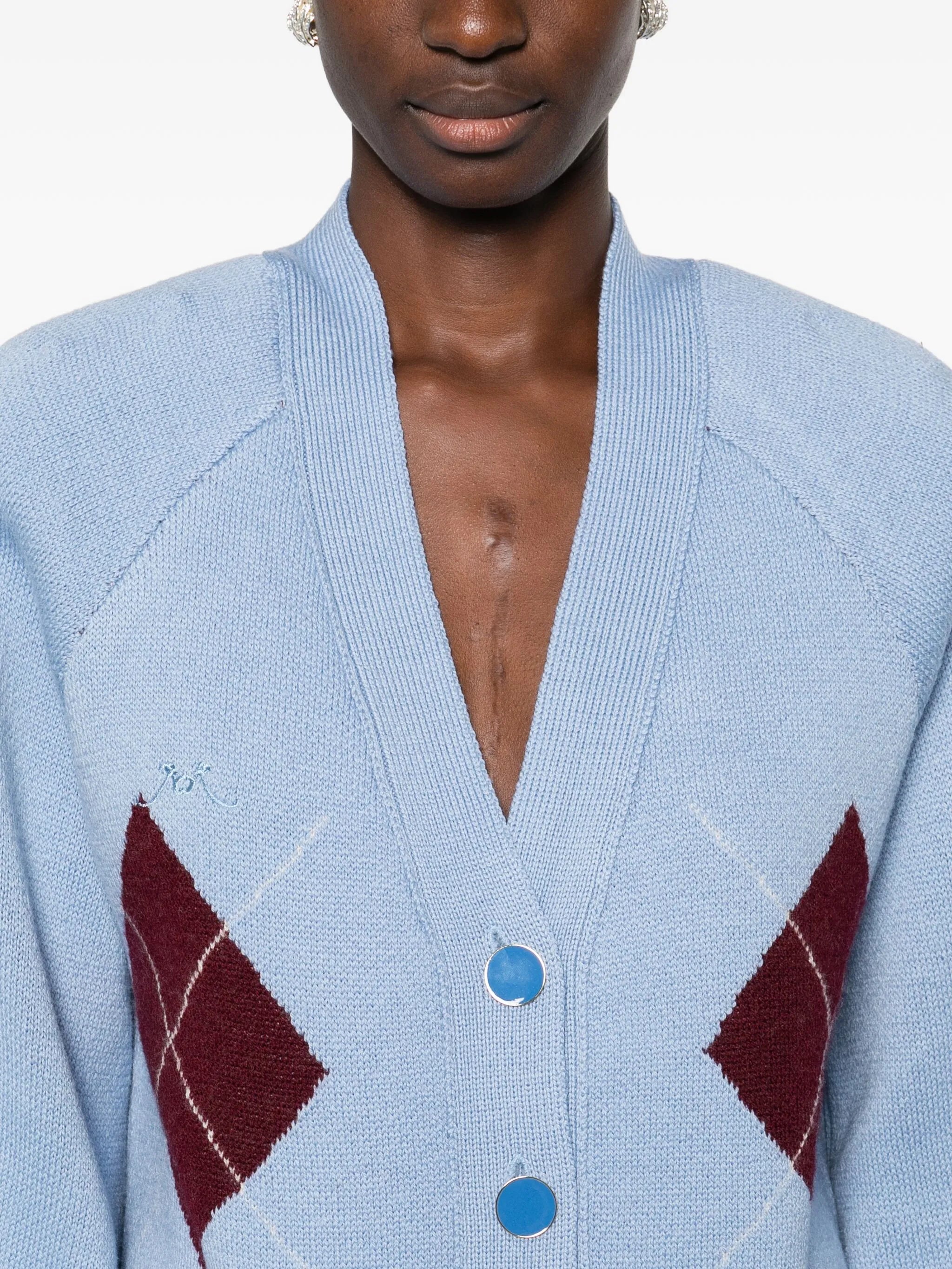 argyle-pattern cardigan