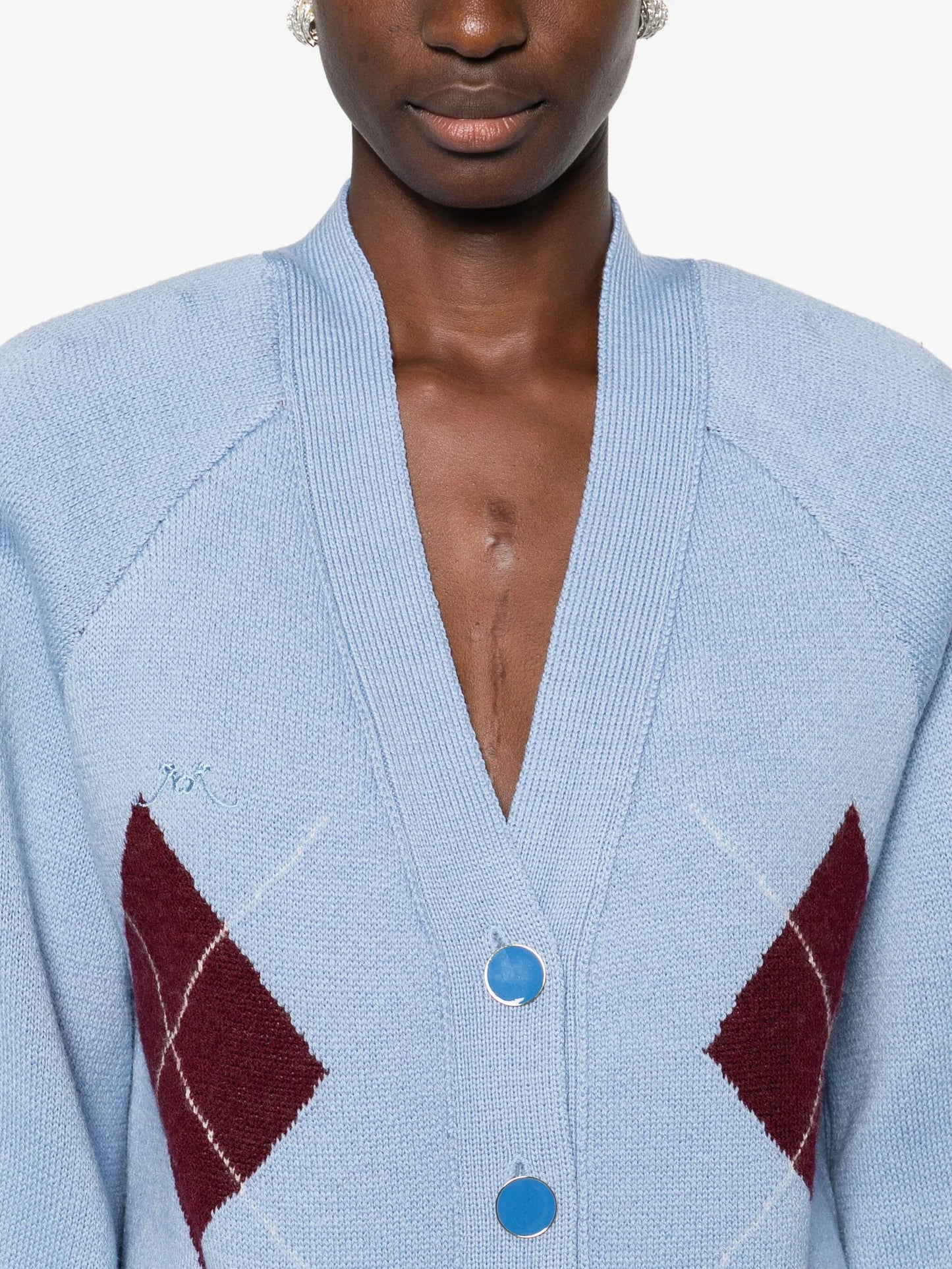 argyle-pattern cardigan