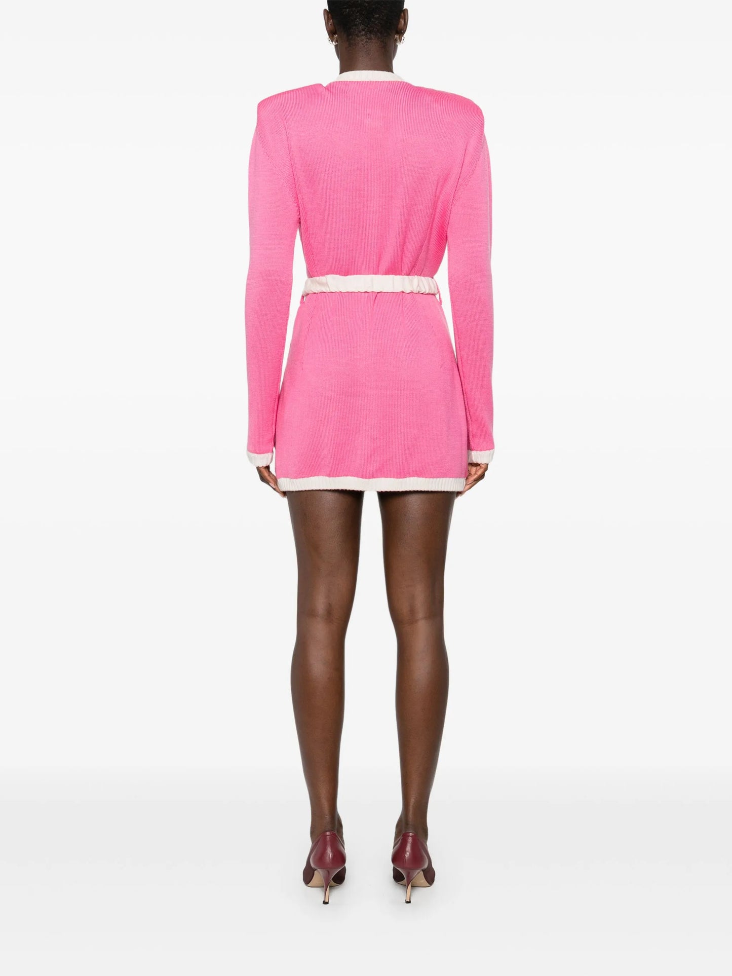 two-tone belted cardigan