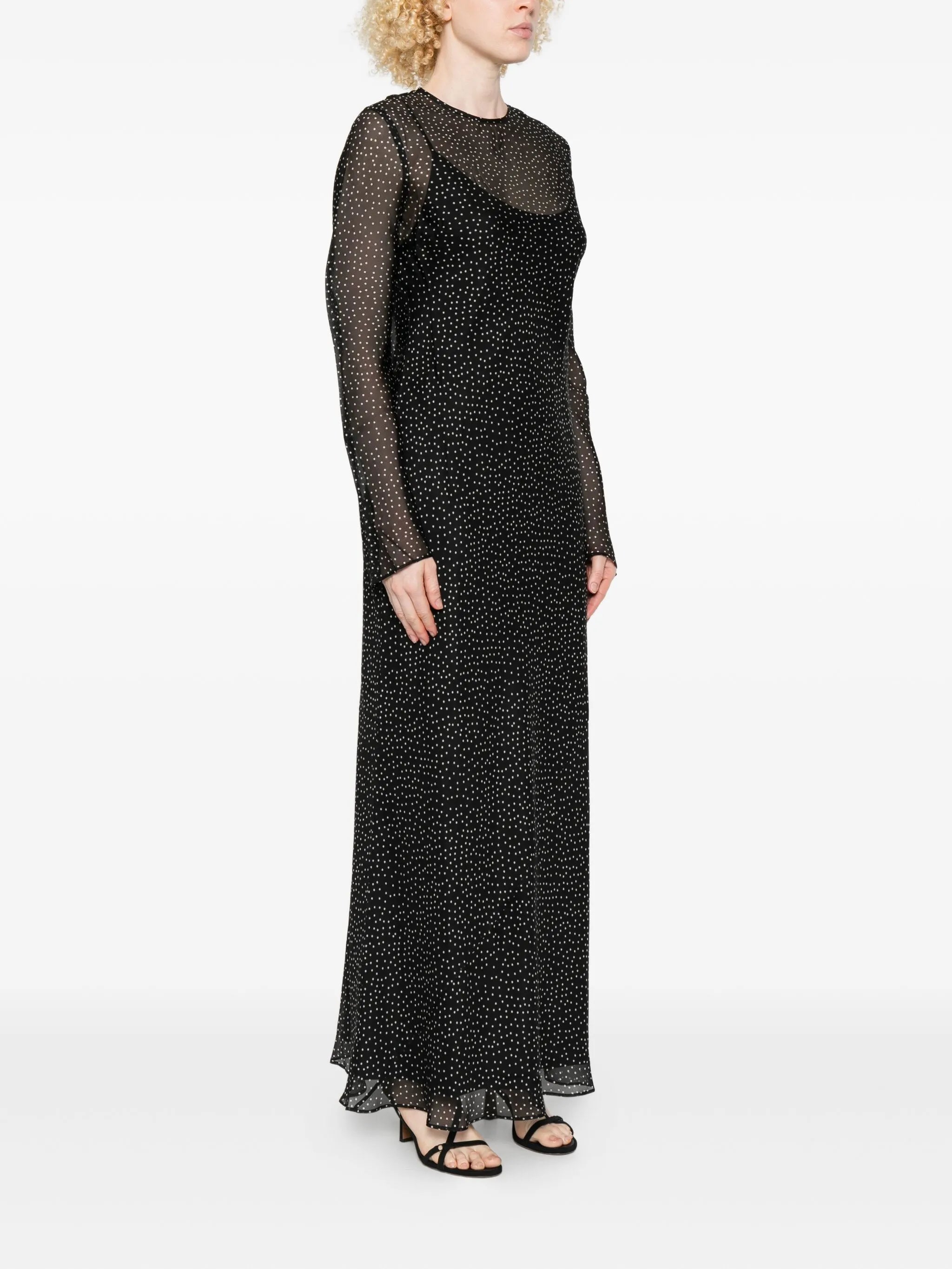 Lisander polka-dot long-sleeve dress