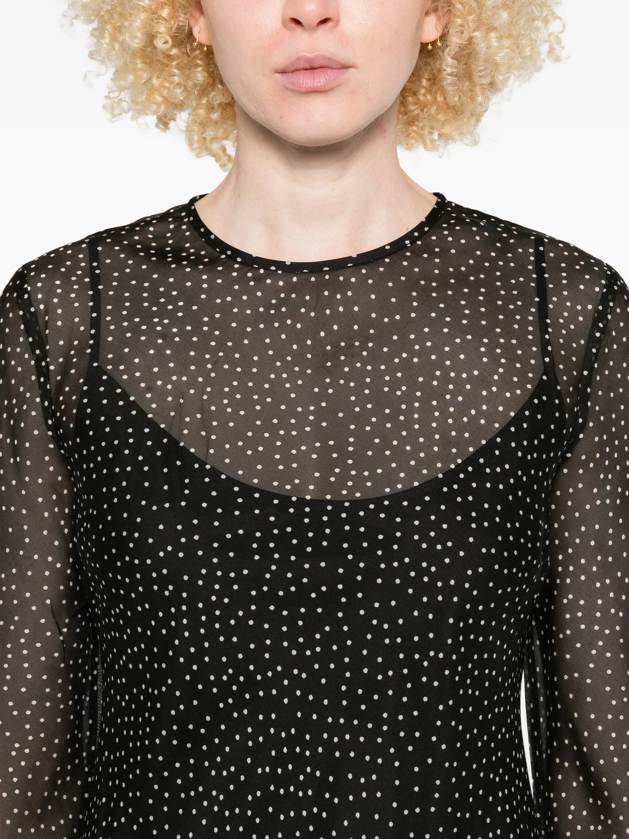 Lisander polka-dot long-sleeve dress